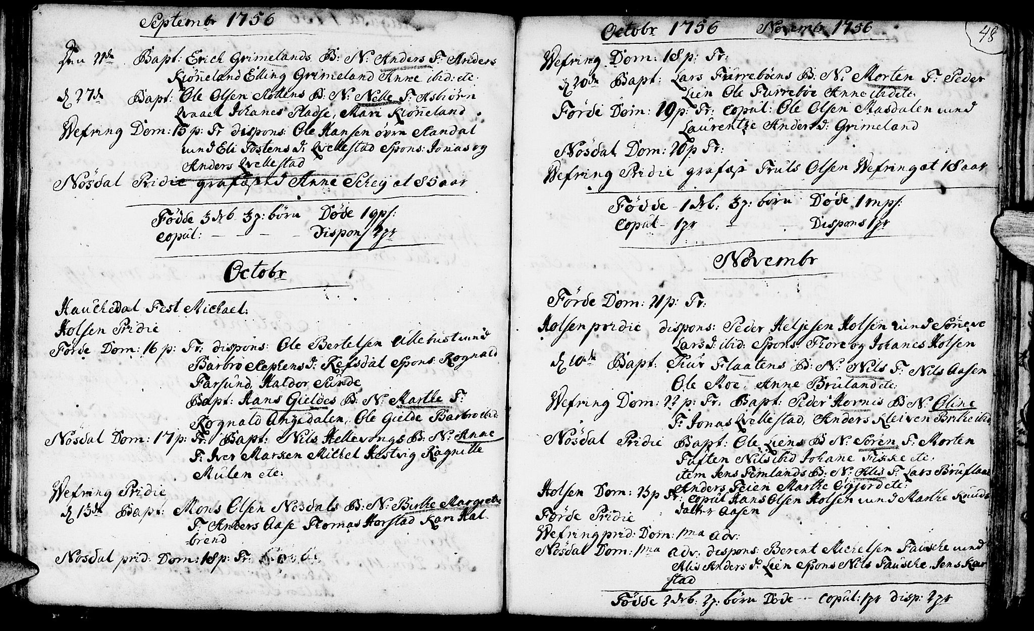 Førde sokneprestembete, SAB/A-79901/H/Haa/Haaa/L0003: Parish register (official) no. A 3, 1749-1764, p. 48