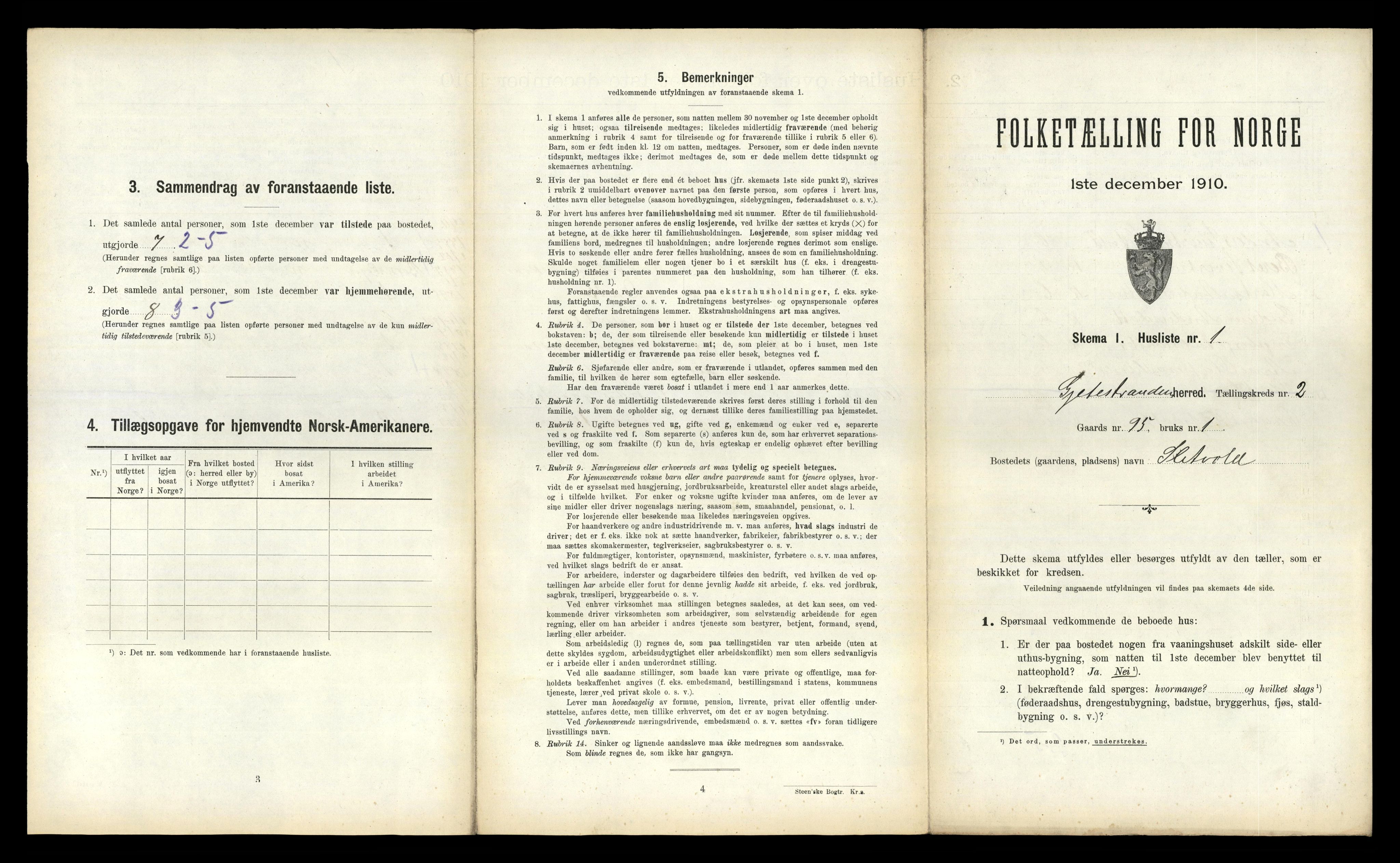 RA, 1910 census for Geitastrand, 1910, p. 112