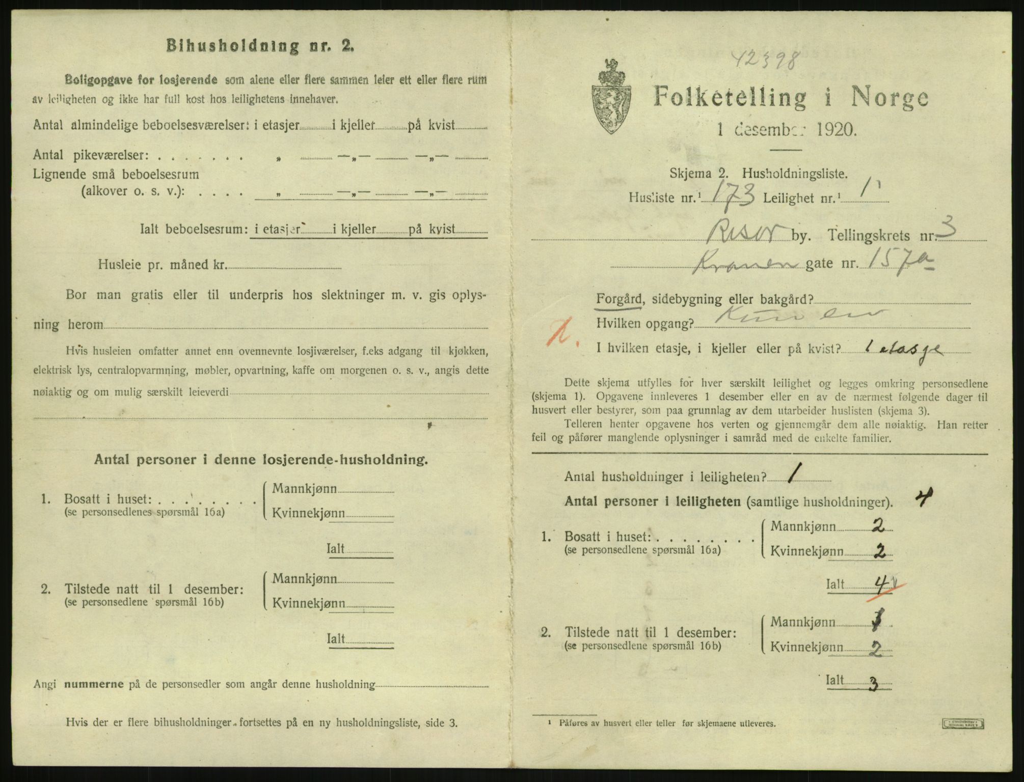 SAK, 1920 census for Risør, 1920, p. 3007