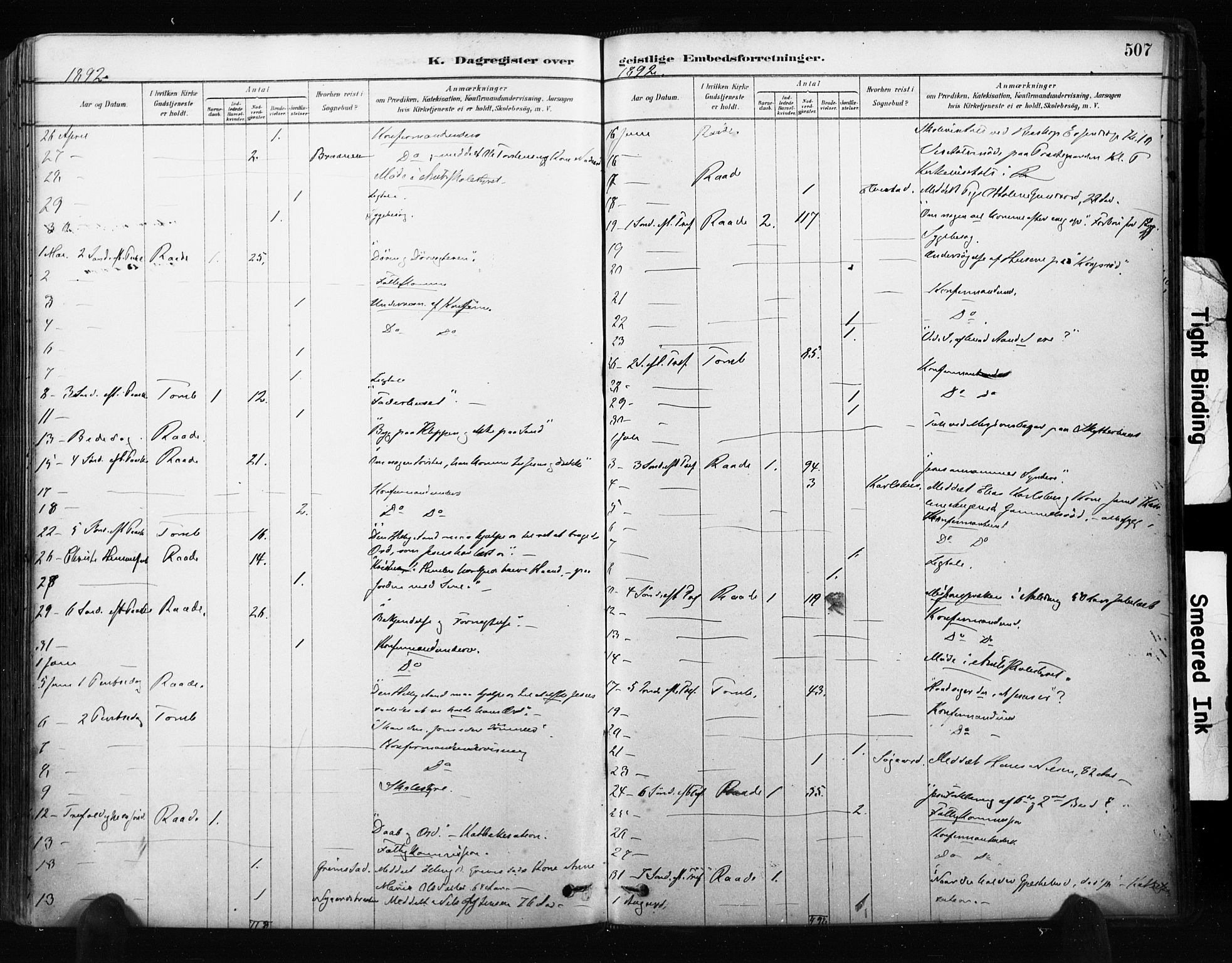 Råde prestekontor kirkebøker, AV/SAO-A-2009/F/Fa/L0007: Parish register (official) no. 7, 1878-1902, p. 507