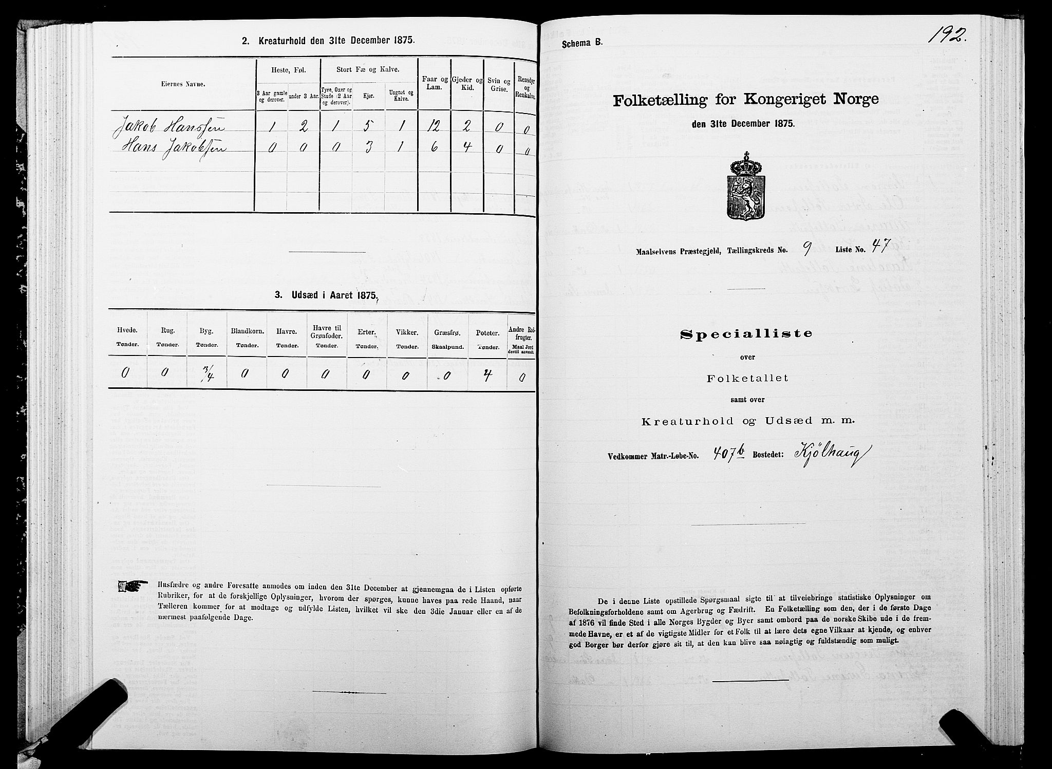 SATØ, 1875 census for 1924P Målselv, 1875, p. 4192