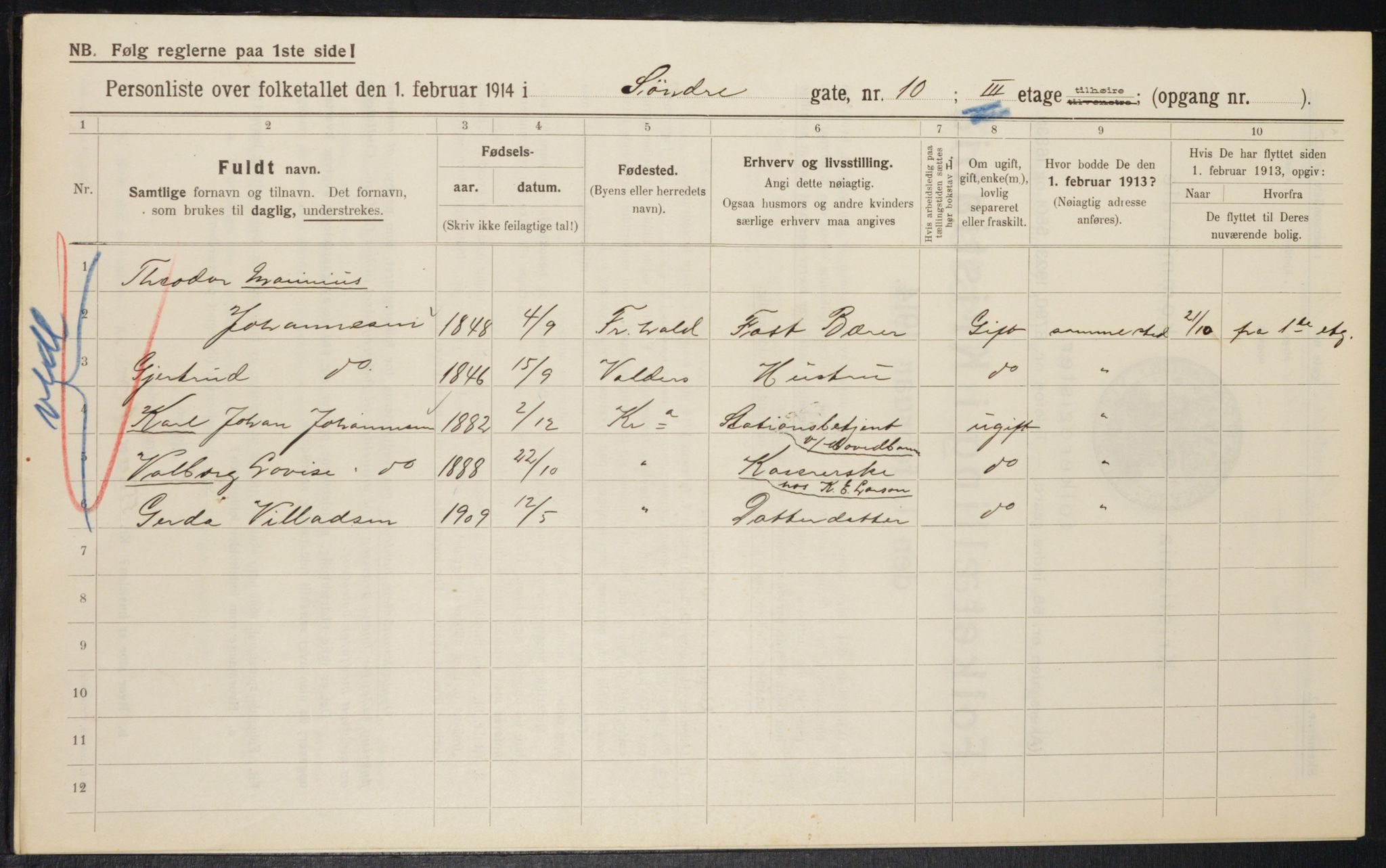 OBA, Municipal Census 1914 for Kristiania, 1914, p. 107101