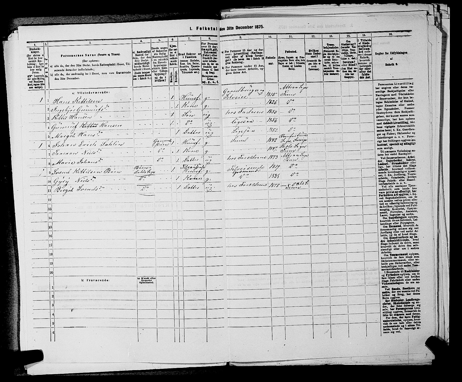 SAKO, 1875 census for 0826P Tinn, 1875, p. 493