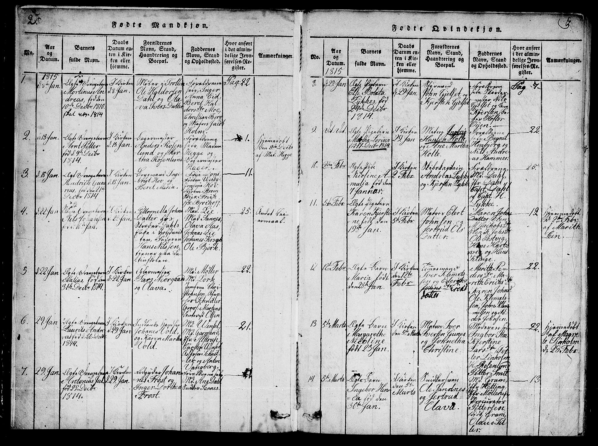 Ministerialprotokoller, klokkerbøker og fødselsregistre - Sør-Trøndelag, SAT/A-1456/601/L0043: Parish register (official) no. 601A11, 1815-1821, p. 2-3