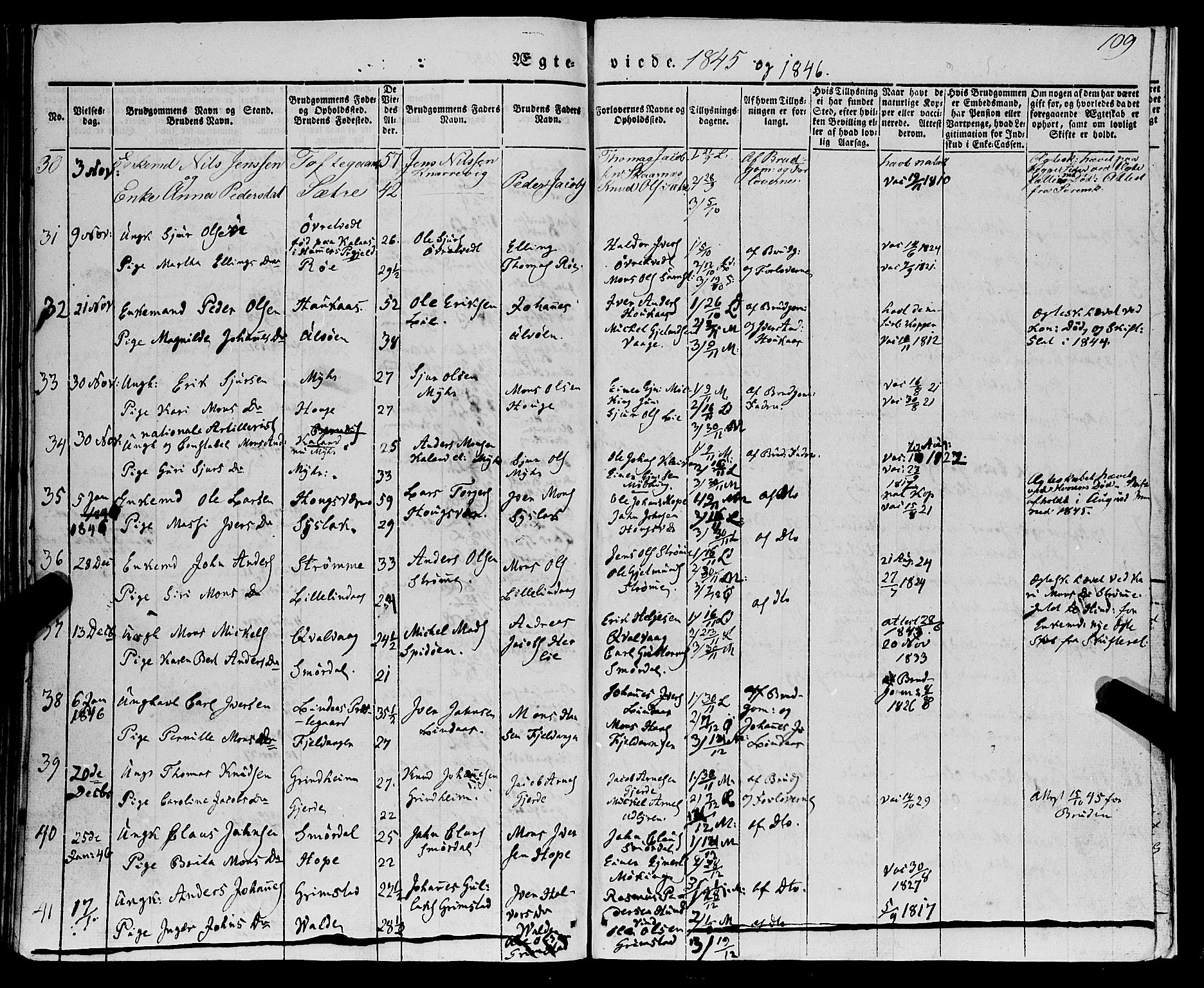 Lindås Sokneprestembete, SAB/A-76701/H/Haa: Parish register (official) no. A 12, 1836-1848, p. 109