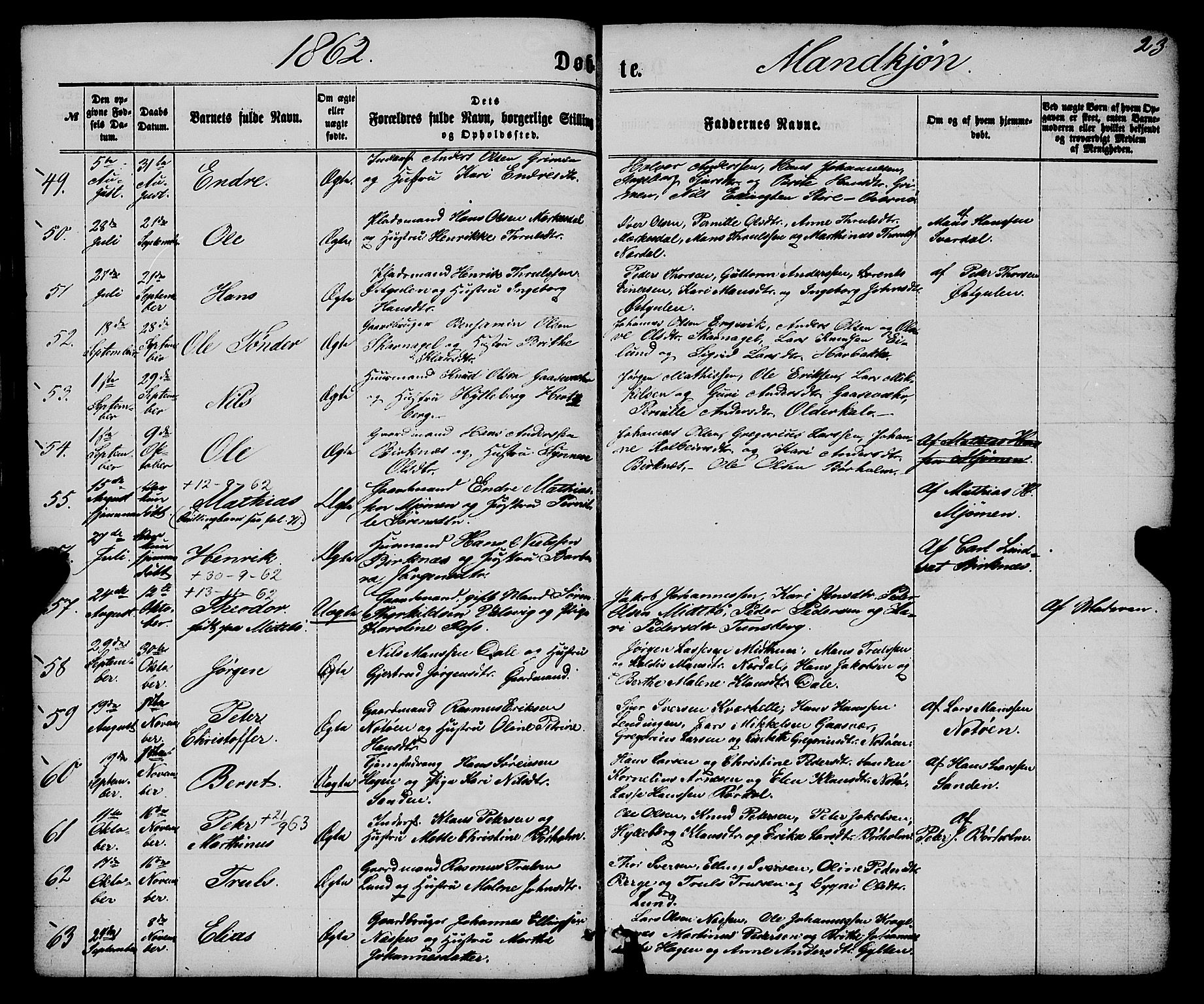 Gulen sokneprestembete, AV/SAB-A-80201/H/Haa/Haaa/L0022: Parish register (official) no. A 22, 1859-1869, p. 23