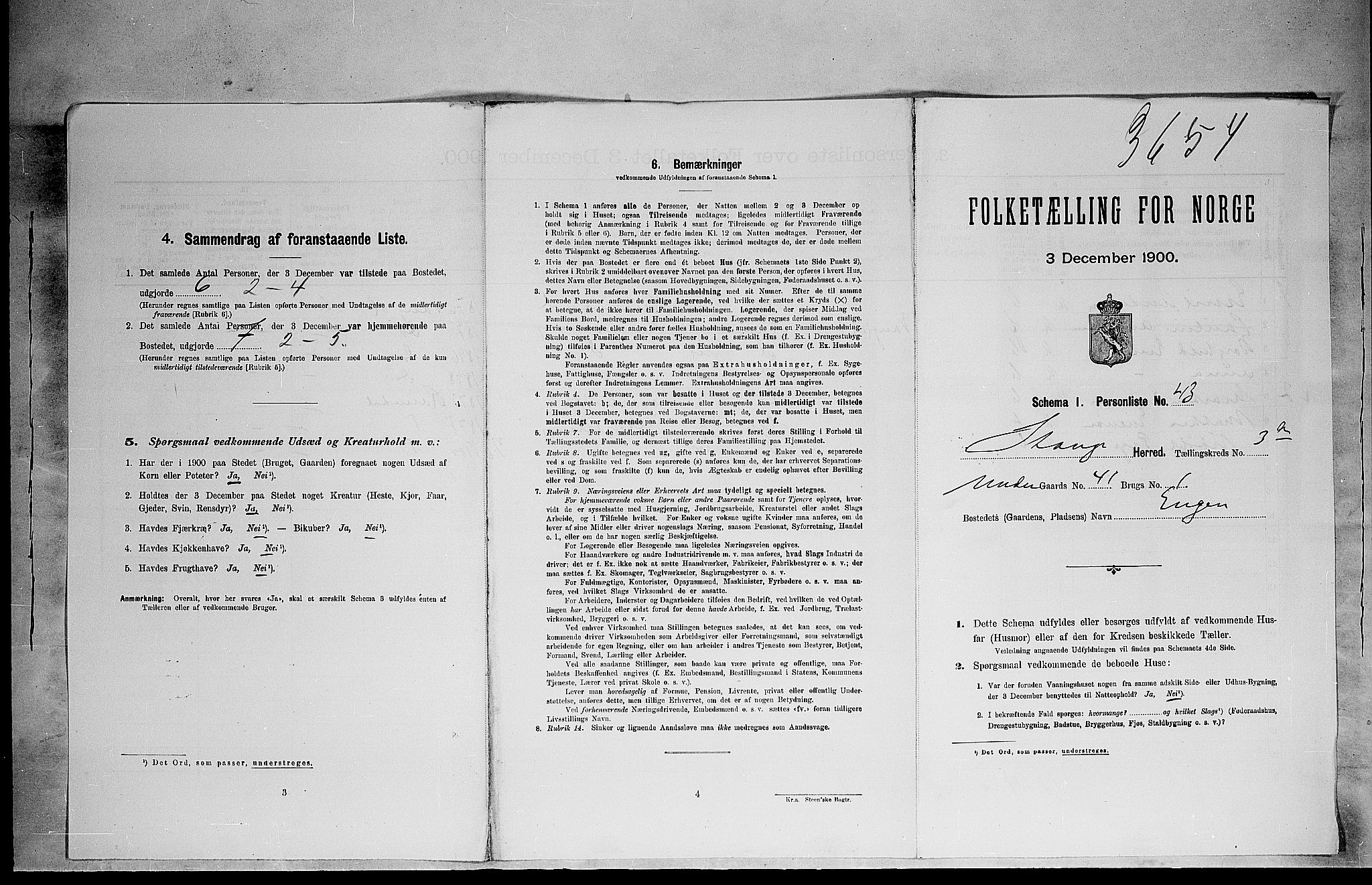 SAH, 1900 census for Stange, 1900, p. 706