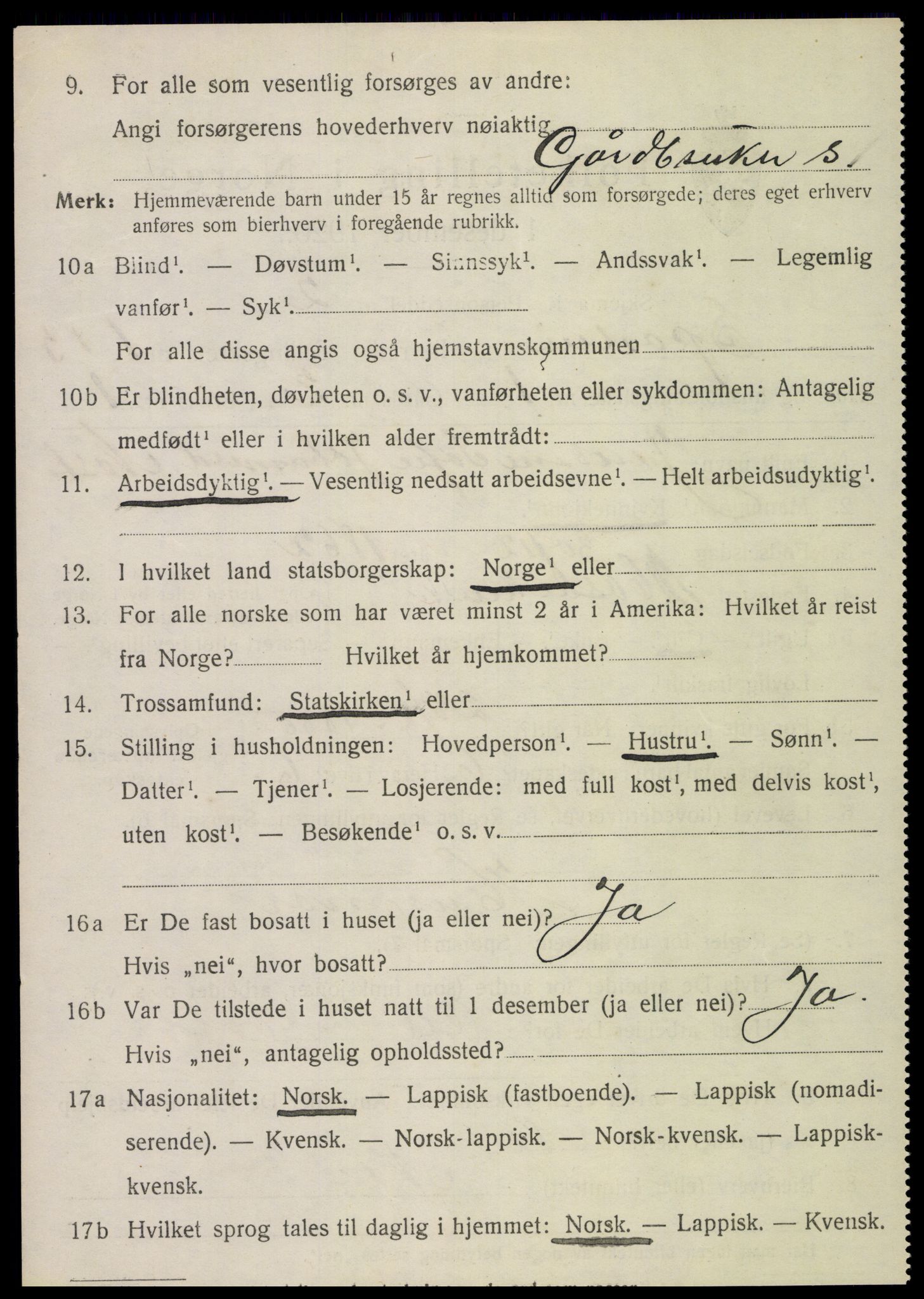 SAT, 1920 census for Sparbu, 1920, p. 1934