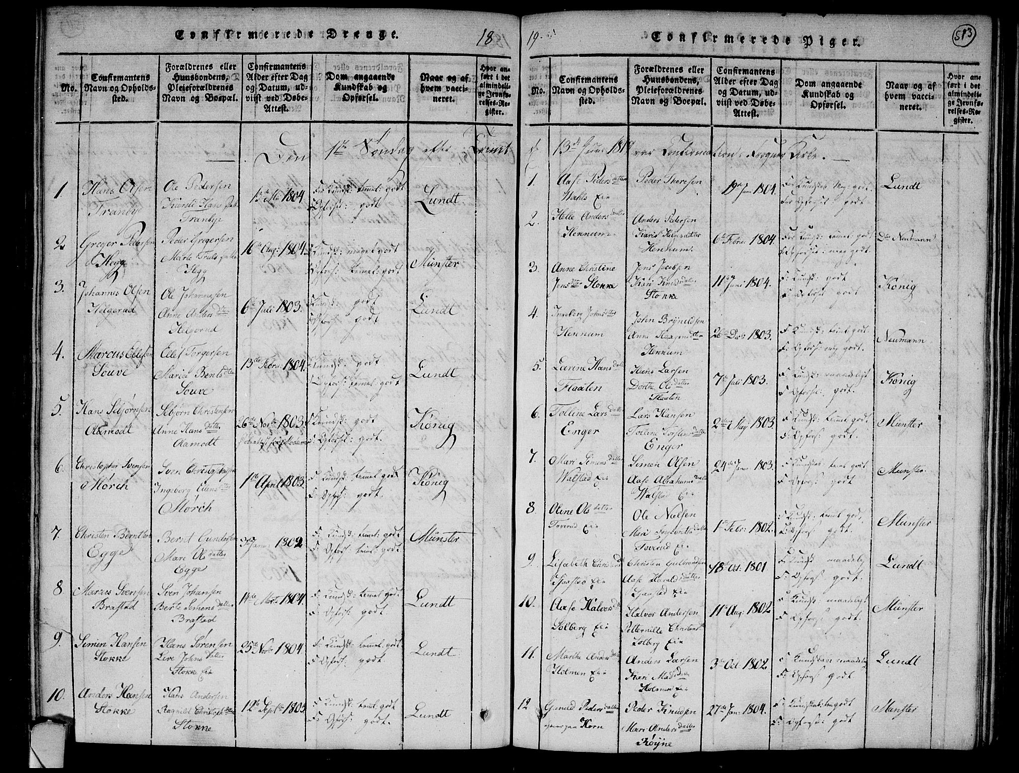 Lier kirkebøker, AV/SAKO-A-230/F/Fa/L0008: Parish register (official) no. I 8, 1813-1825, p. 512-513