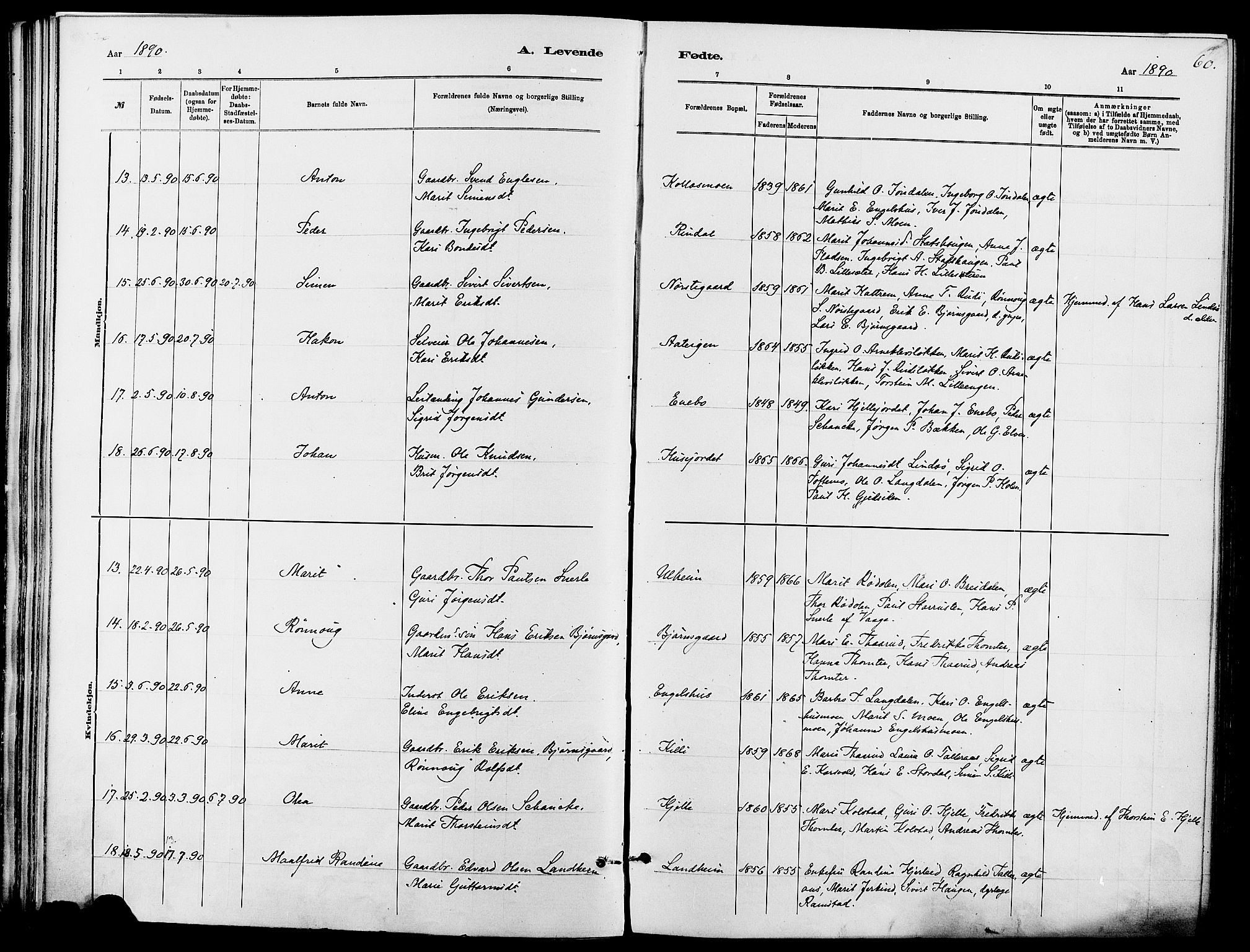 Dovre prestekontor, AV/SAH-PREST-066/H/Ha/Haa/L0002: Parish register (official) no. 2, 1879-1890, p. 60