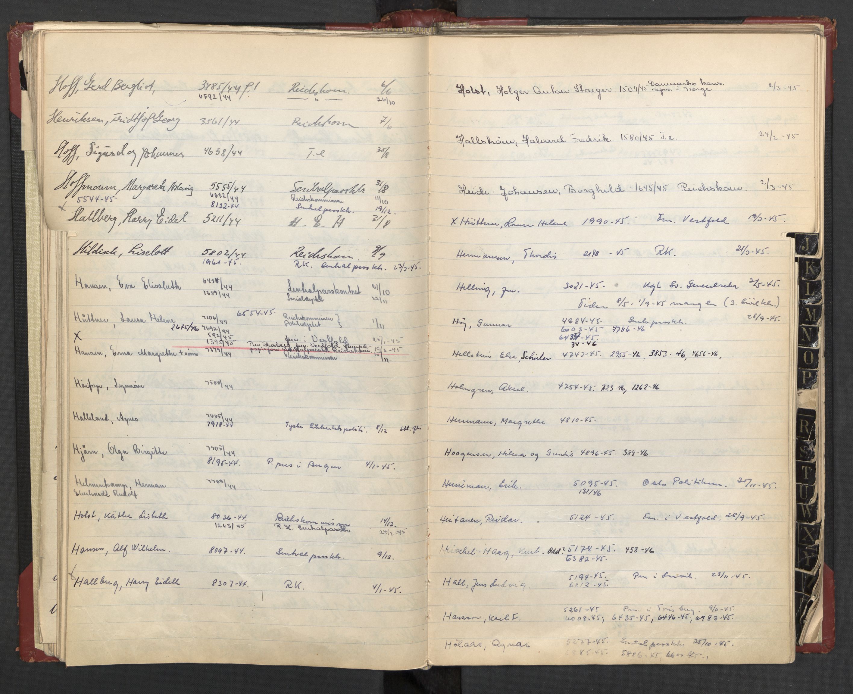 Justisdepartementet, 3. politikontor P3, AV/RA-S-1051/C/Cc/L0002: Journalregister over statsborgersaker, 1940-1946, p. 40