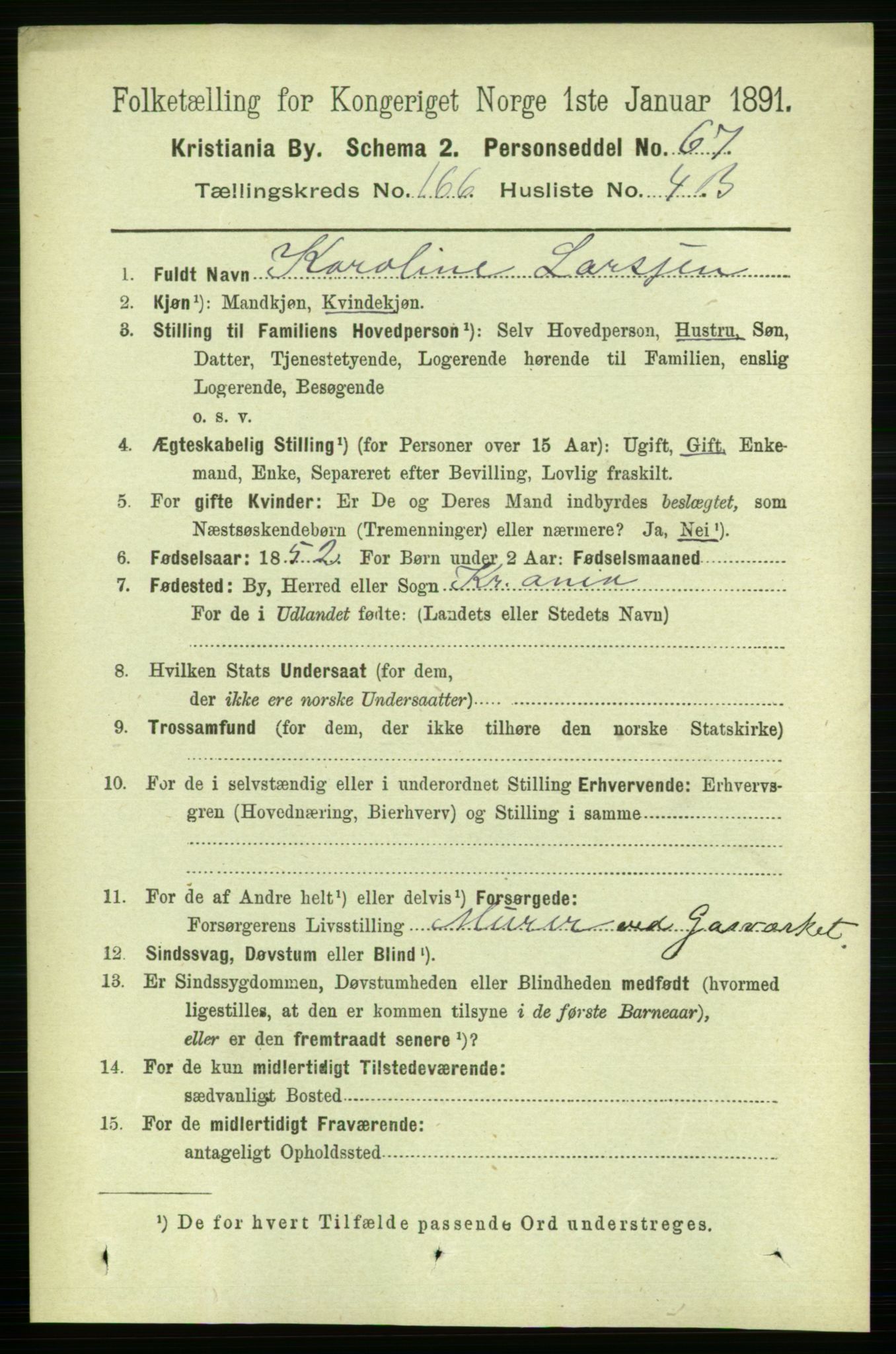 RA, 1891 census for 0301 Kristiania, 1891, p. 96519