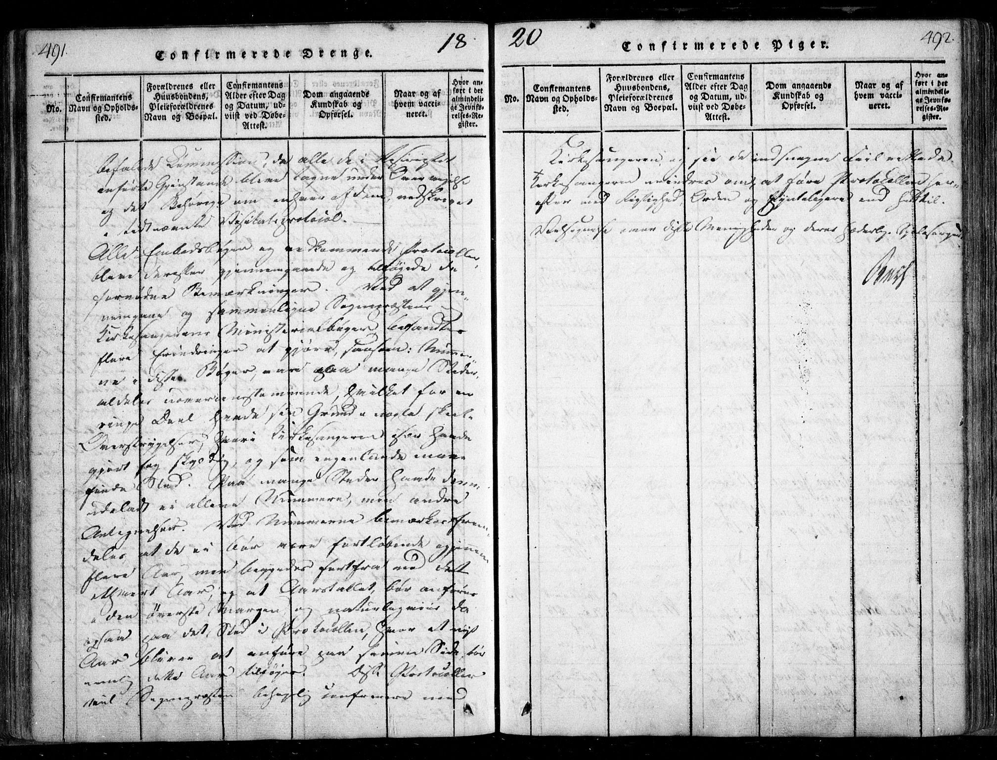 Nesodden prestekontor Kirkebøker, SAO/A-10013/F/Fa/L0006: Parish register (official) no. I 6, 1814-1847, p. 491-492
