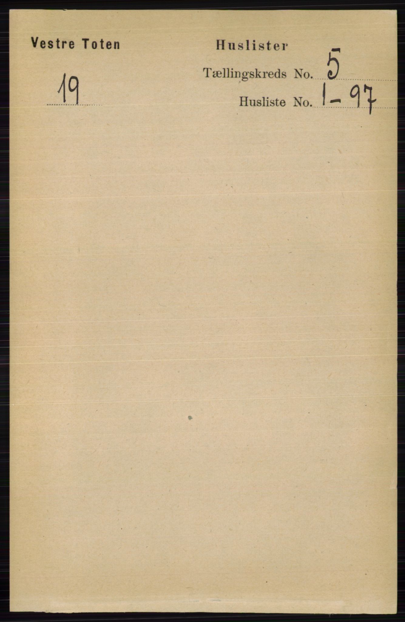 RA, 1891 census for 0529 Vestre Toten, 1891, p. 3130