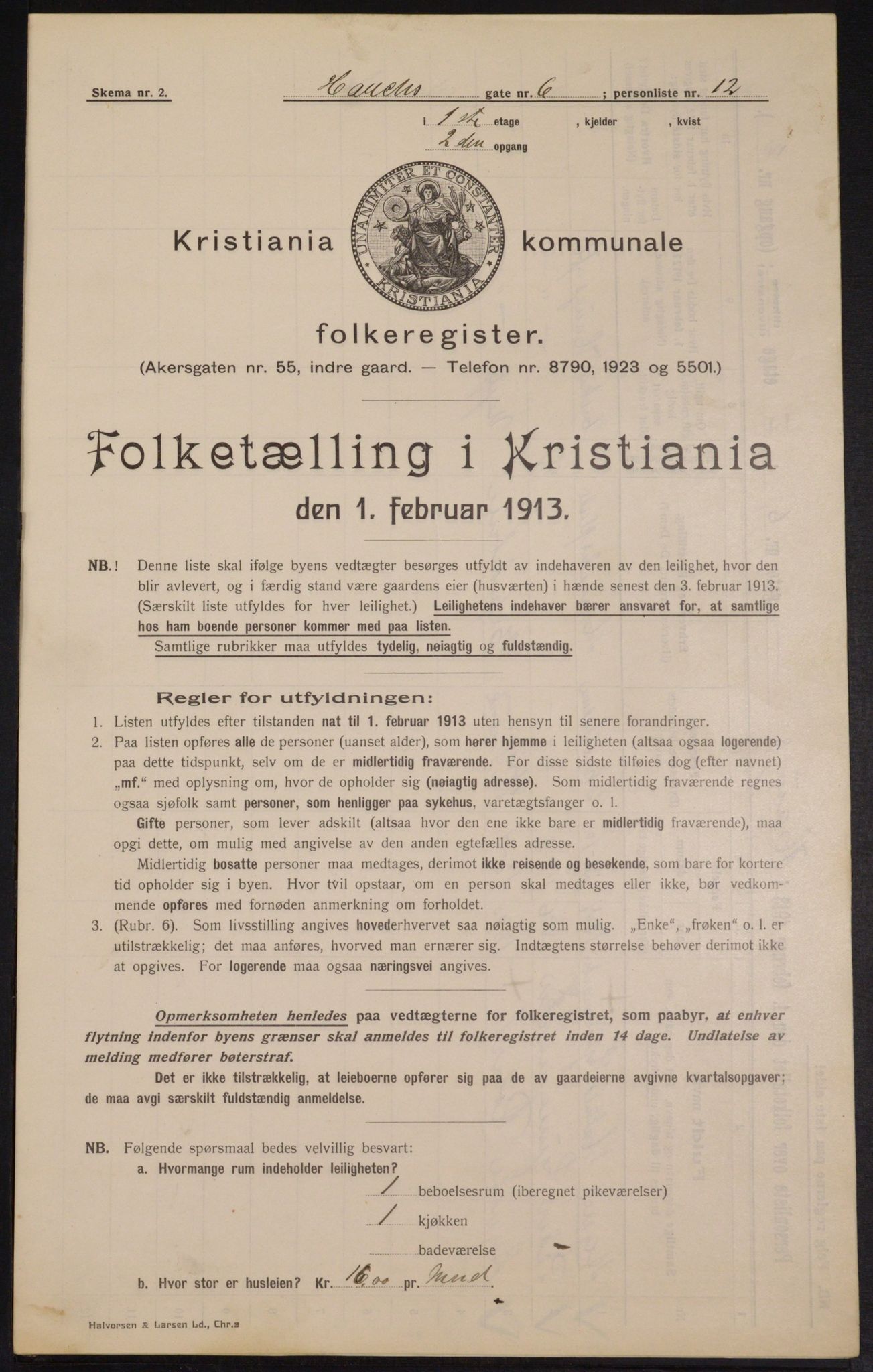 OBA, Municipal Census 1913 for Kristiania, 1913, p. 35245