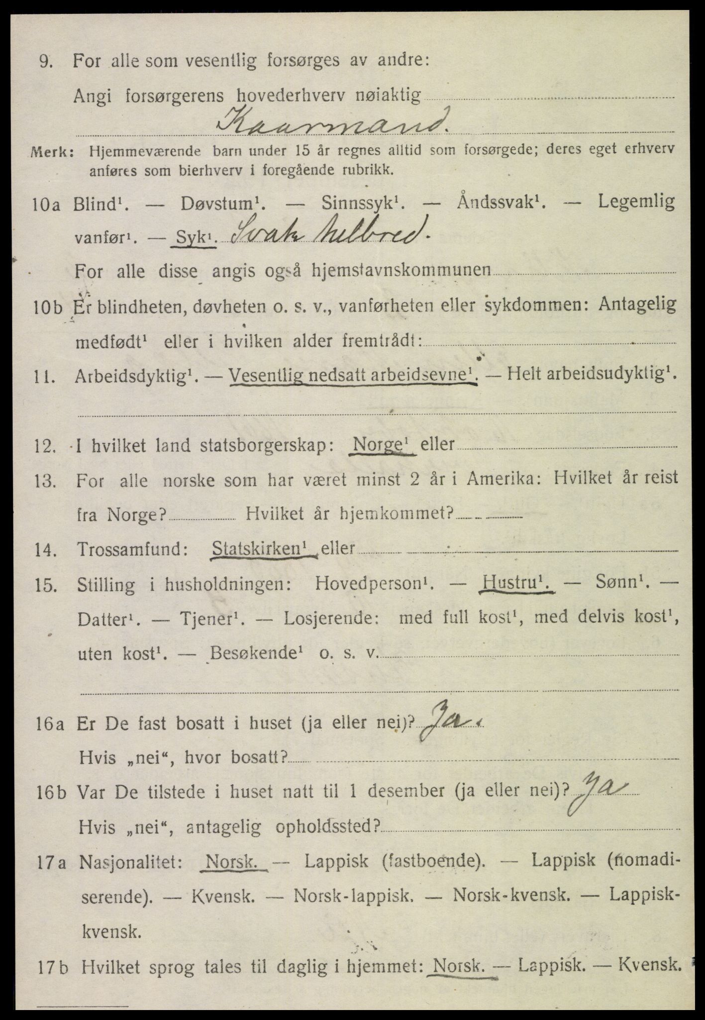 SAT, 1920 census for Klinga, 1920, p. 1452