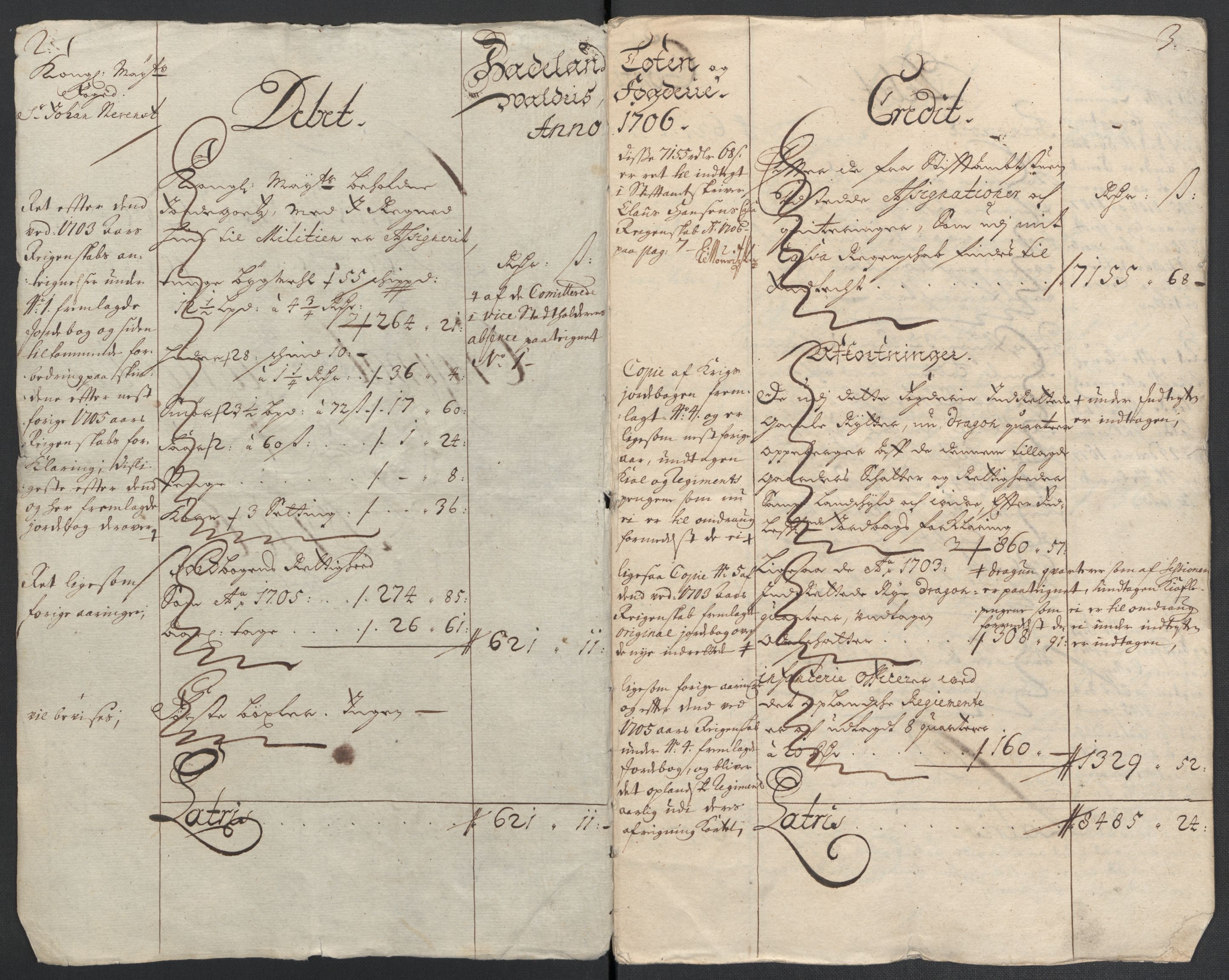 Rentekammeret inntil 1814, Reviderte regnskaper, Fogderegnskap, AV/RA-EA-4092/R18/L1304: Fogderegnskap Hadeland, Toten og Valdres, 1706, p. 4