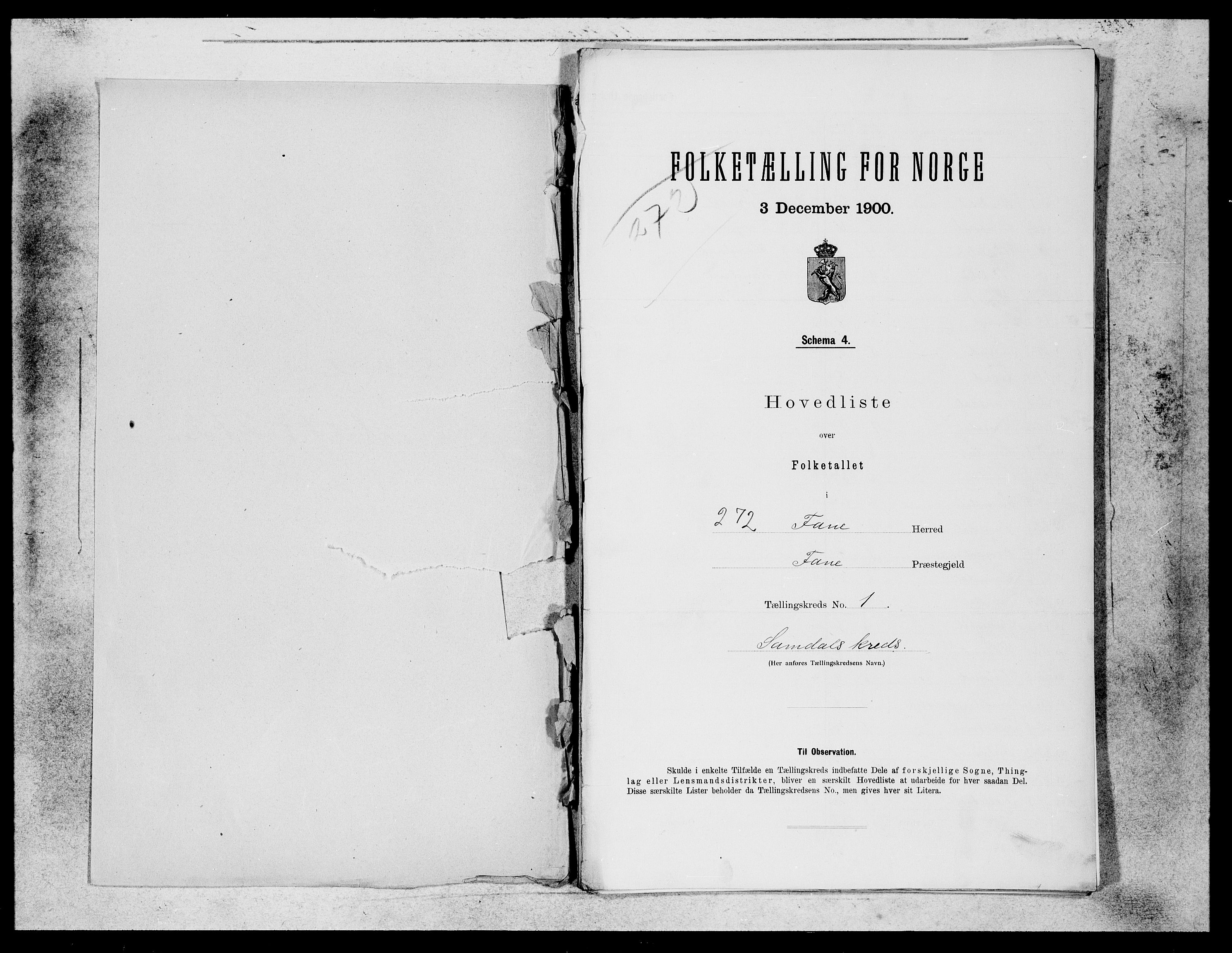 SAB, 1900 census for Fana, 1900, p. 1