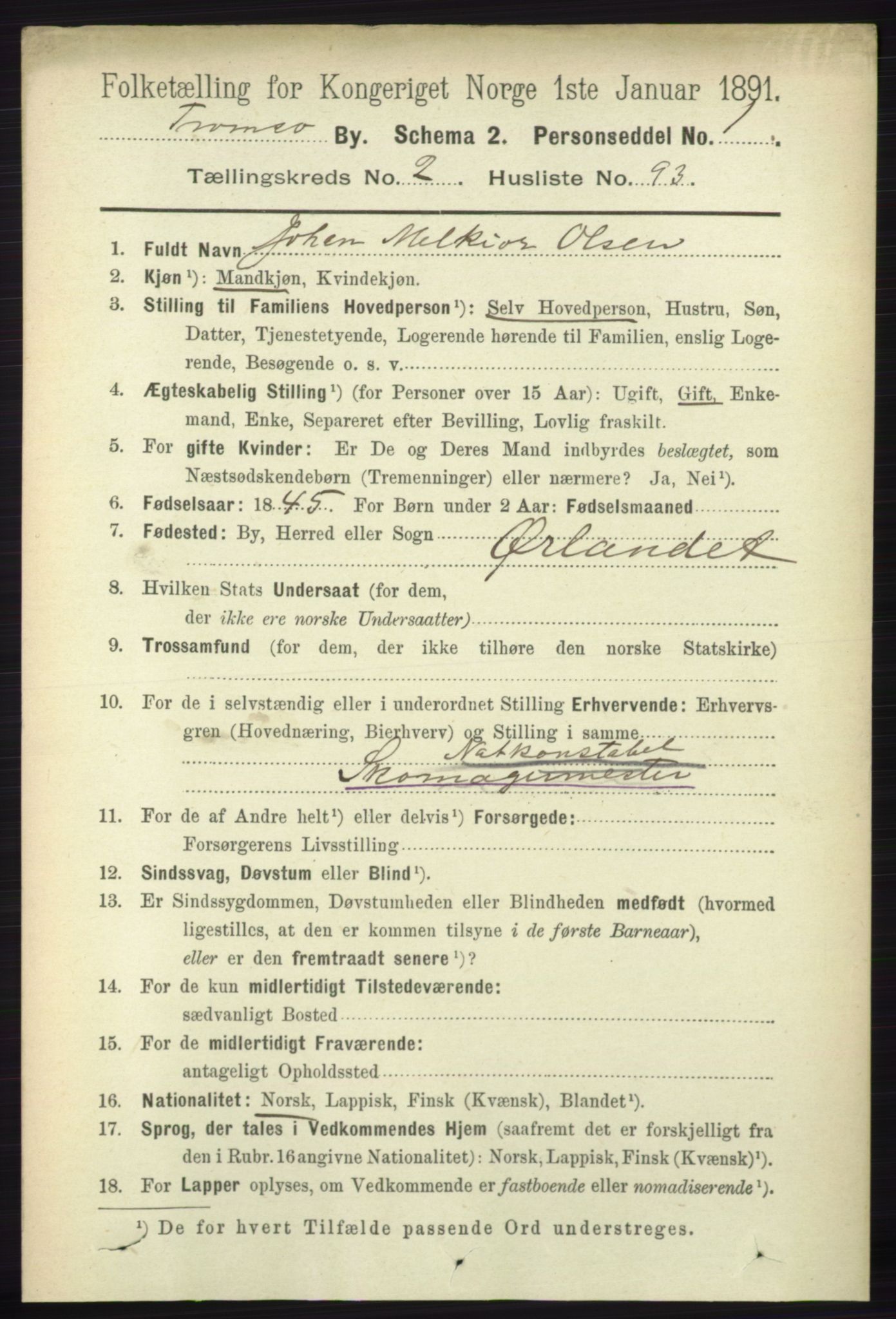 RA, 1891 census for 1902 Tromsø, 1891, p. 2809