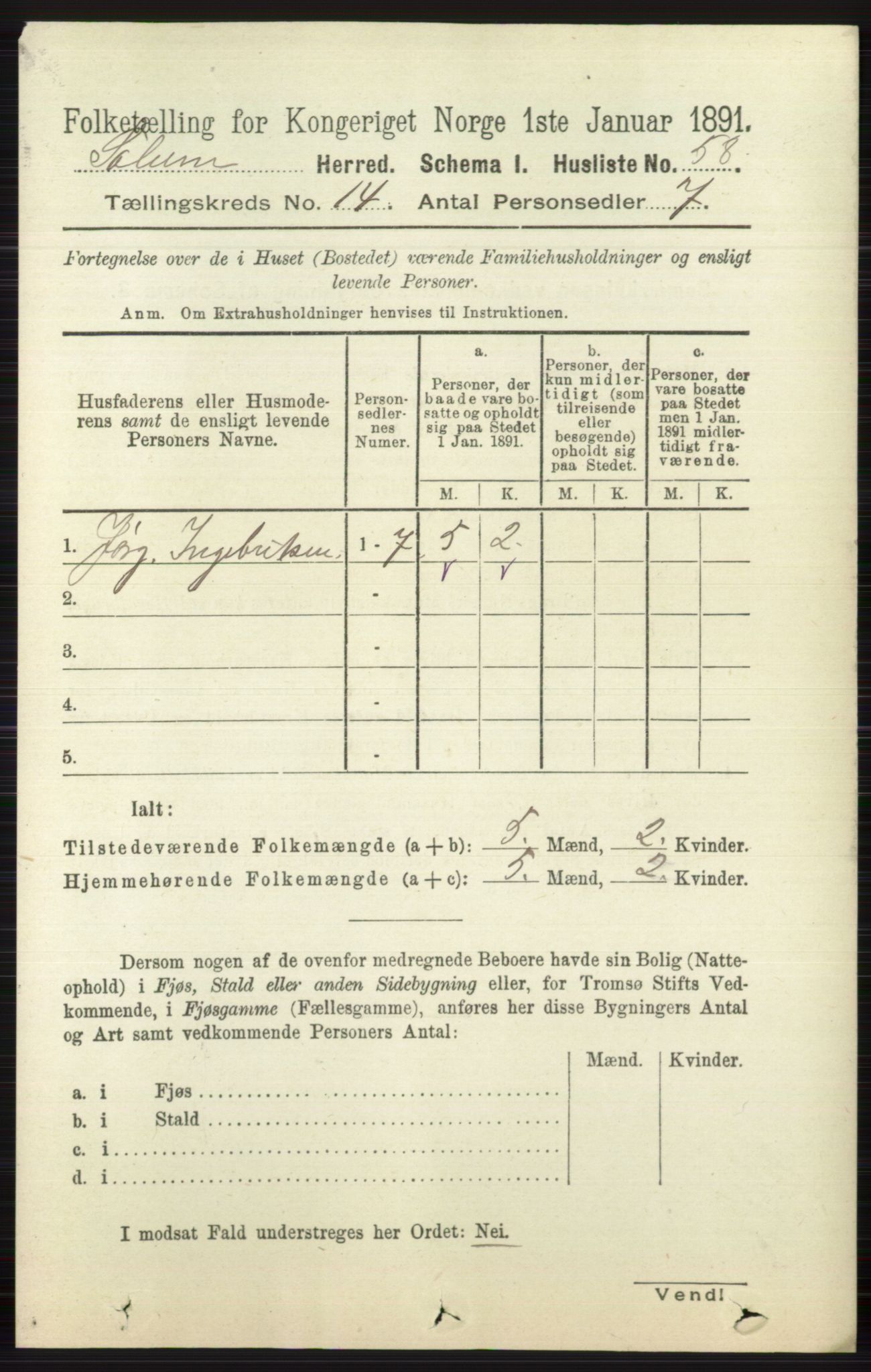 RA, 1891 census for 0818 Solum, 1891, p. 6353