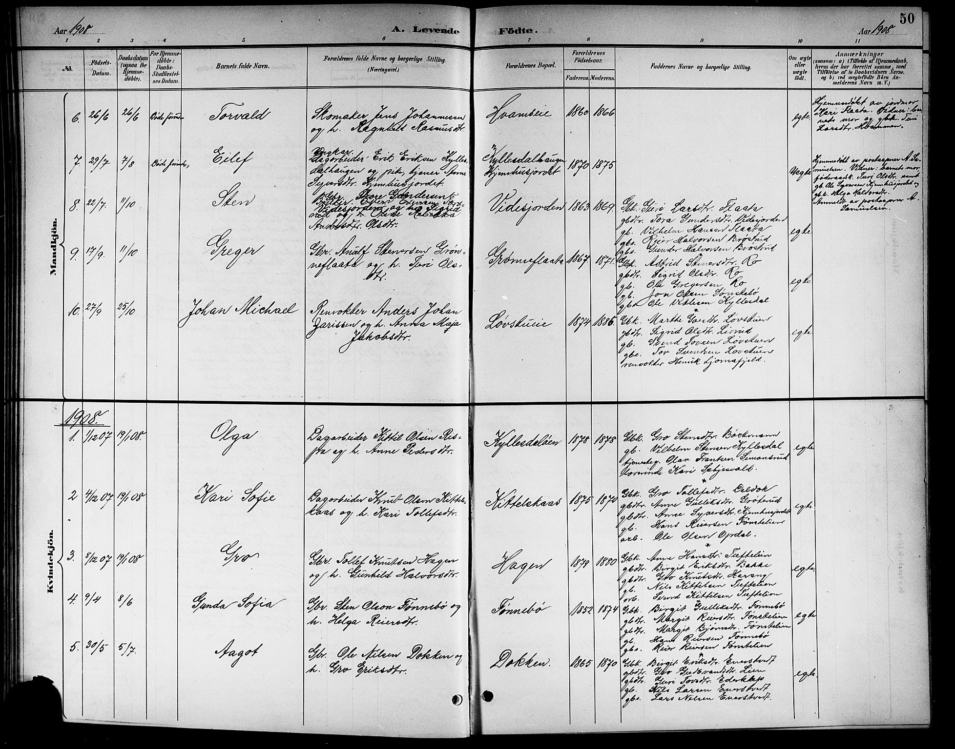 Nore kirkebøker, SAKO/A-238/G/Gb/L0003: Parish register (copy) no. II 3, 1894-1923, p. 50