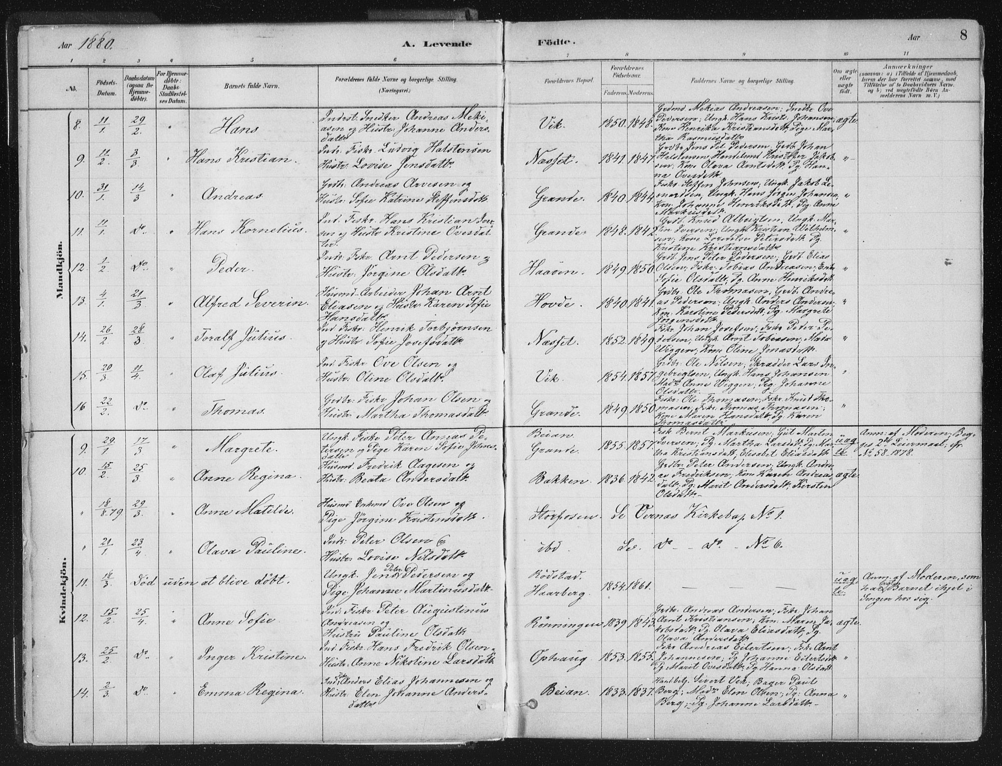 Ministerialprotokoller, klokkerbøker og fødselsregistre - Sør-Trøndelag, SAT/A-1456/659/L0739: Parish register (official) no. 659A09, 1879-1893, p. 8