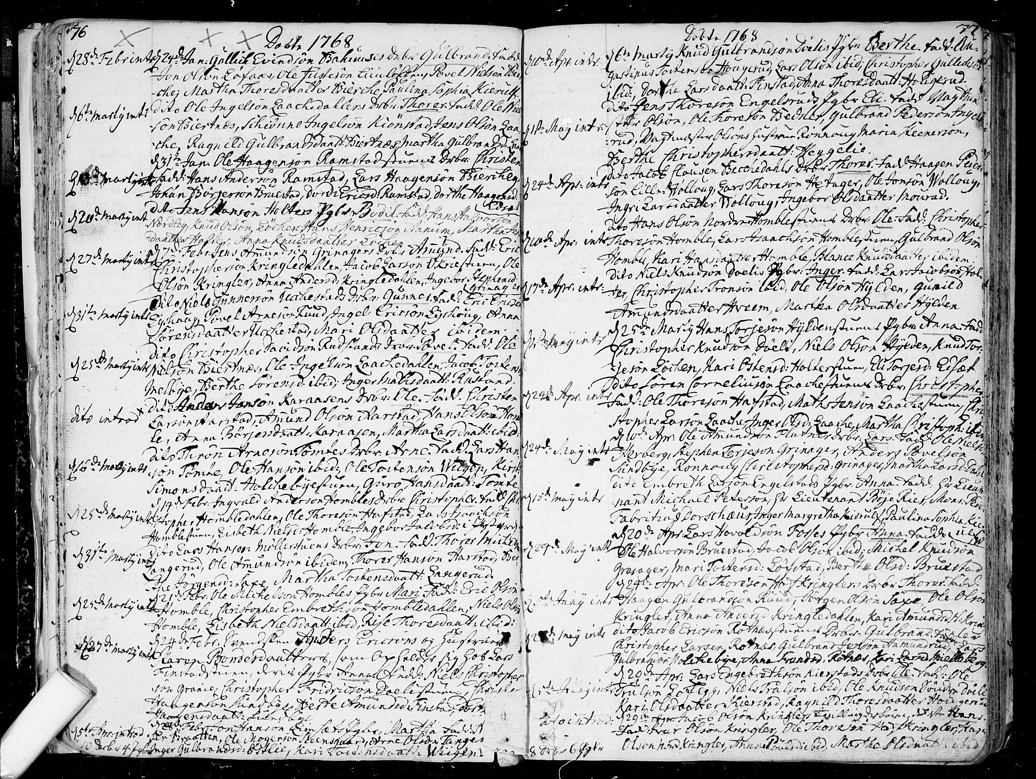 Nannestad prestekontor Kirkebøker, AV/SAO-A-10414a/F/Fa/L0007: Parish register (official) no. I 7, 1754-1791, p. 76-77