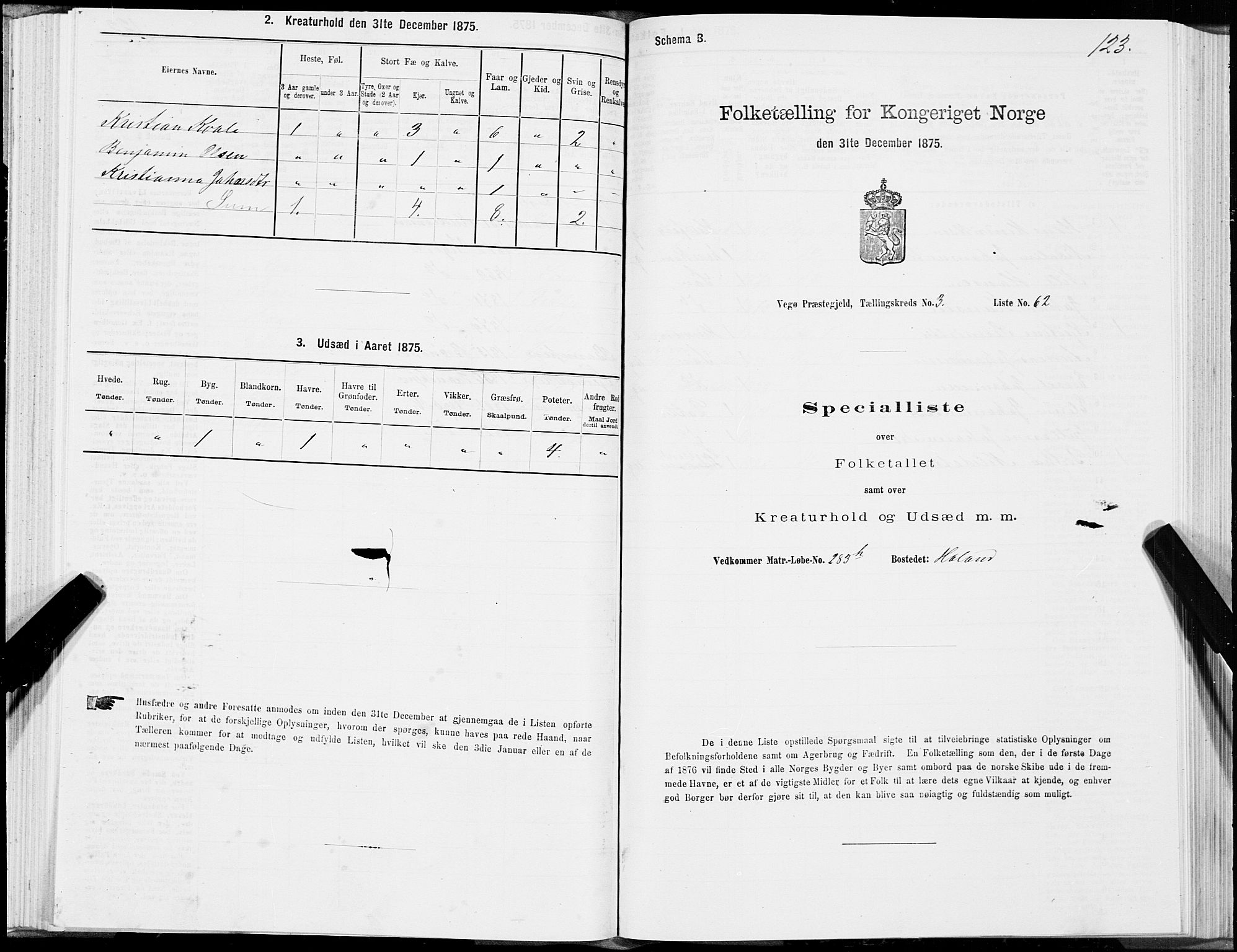 SAT, 1875 census for 1815P Vega, 1875, p. 2123