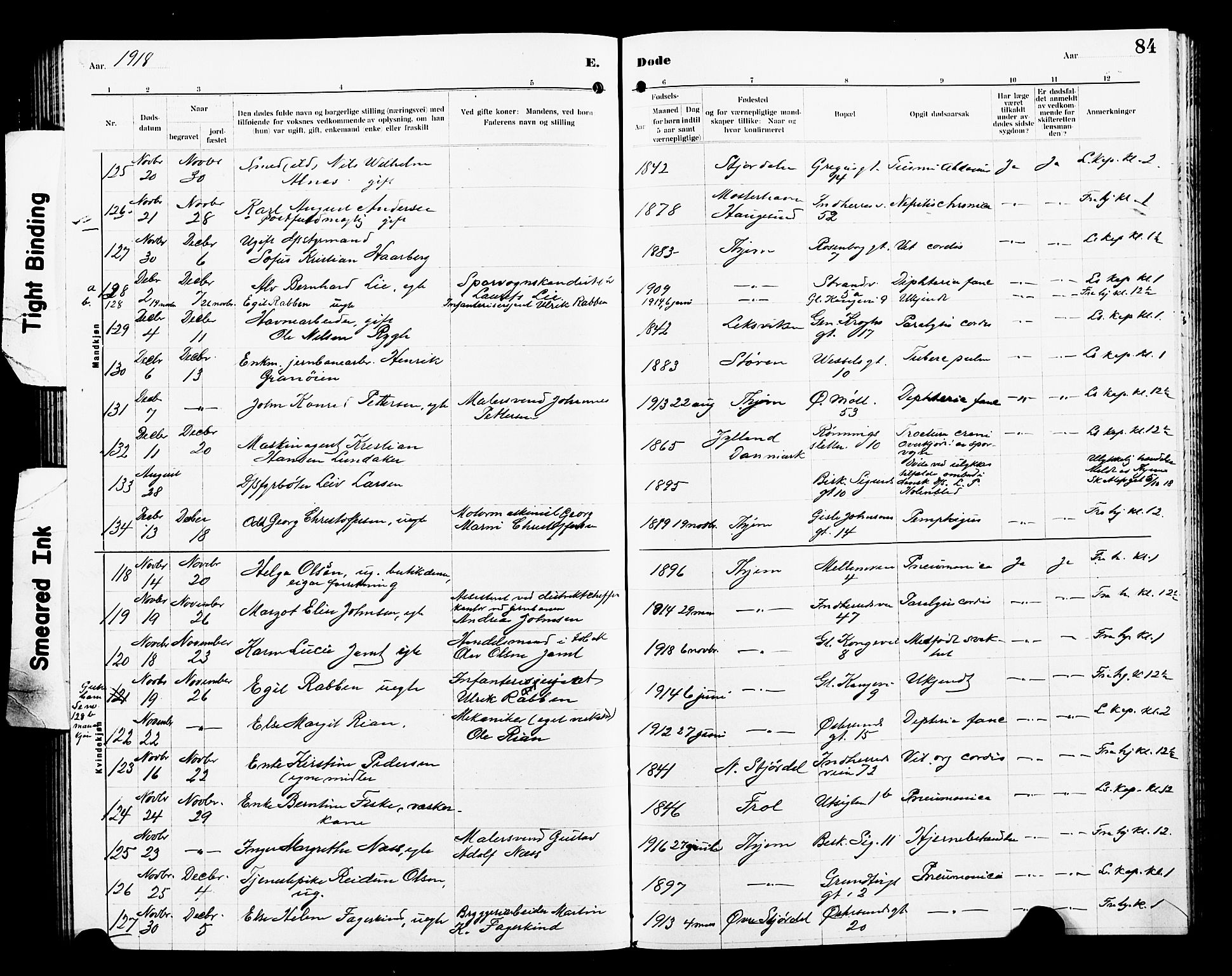 Ministerialprotokoller, klokkerbøker og fødselsregistre - Sør-Trøndelag, AV/SAT-A-1456/605/L0257: Parish register (copy) no. 605C04, 1916-1922, p. 84