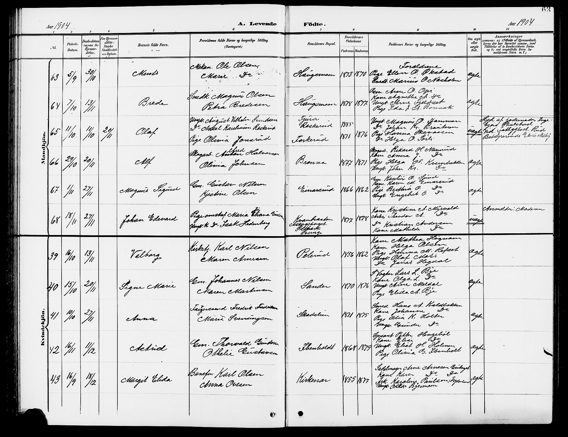 Grue prestekontor, AV/SAH-PREST-036/H/Ha/Hab/L0005: Parish register (copy) no. 5, 1900-1909, p. 63