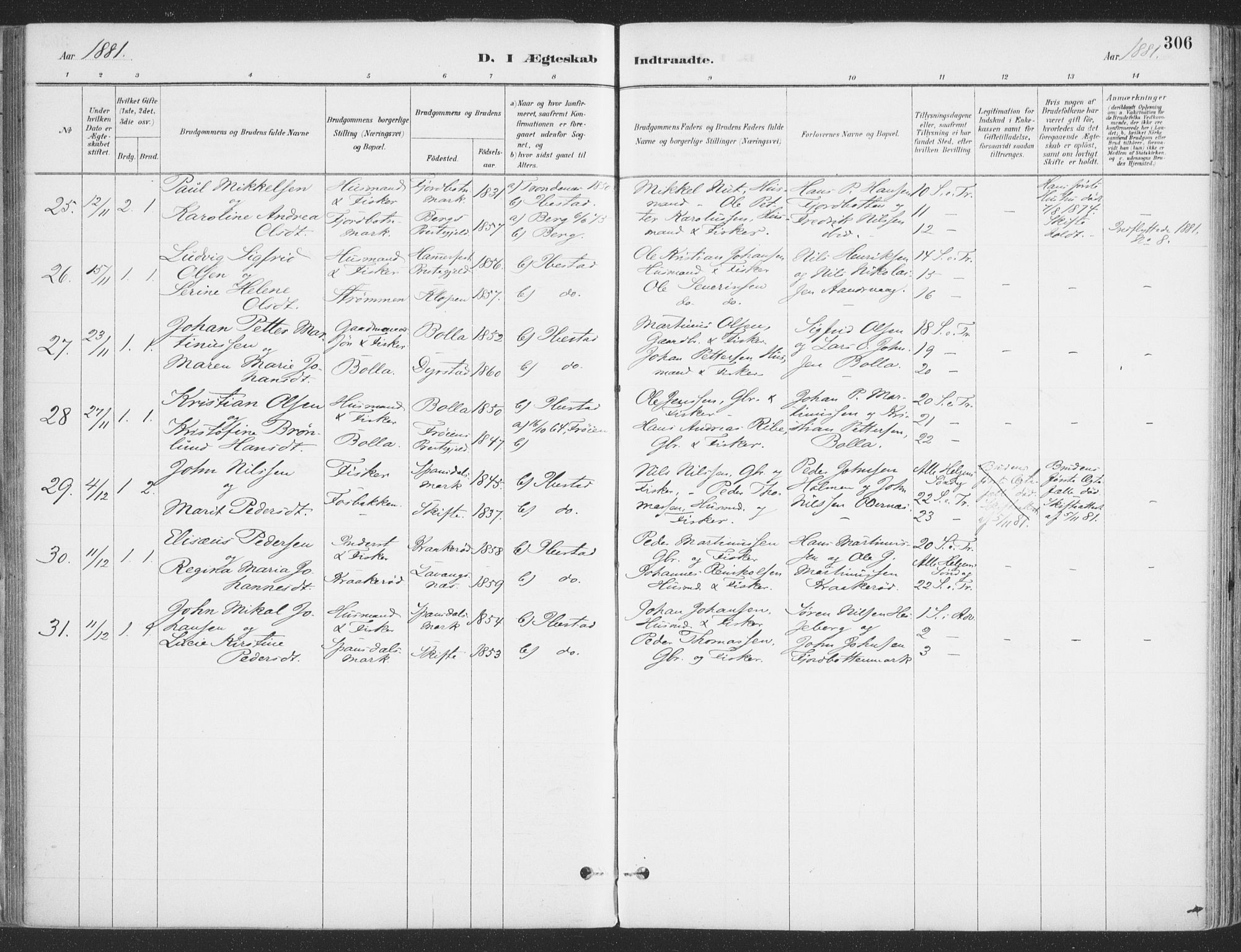 Ibestad sokneprestembete, SATØ/S-0077/H/Ha/Haa/L0011kirke: Parish register (official) no. 11, 1880-1889, p. 306