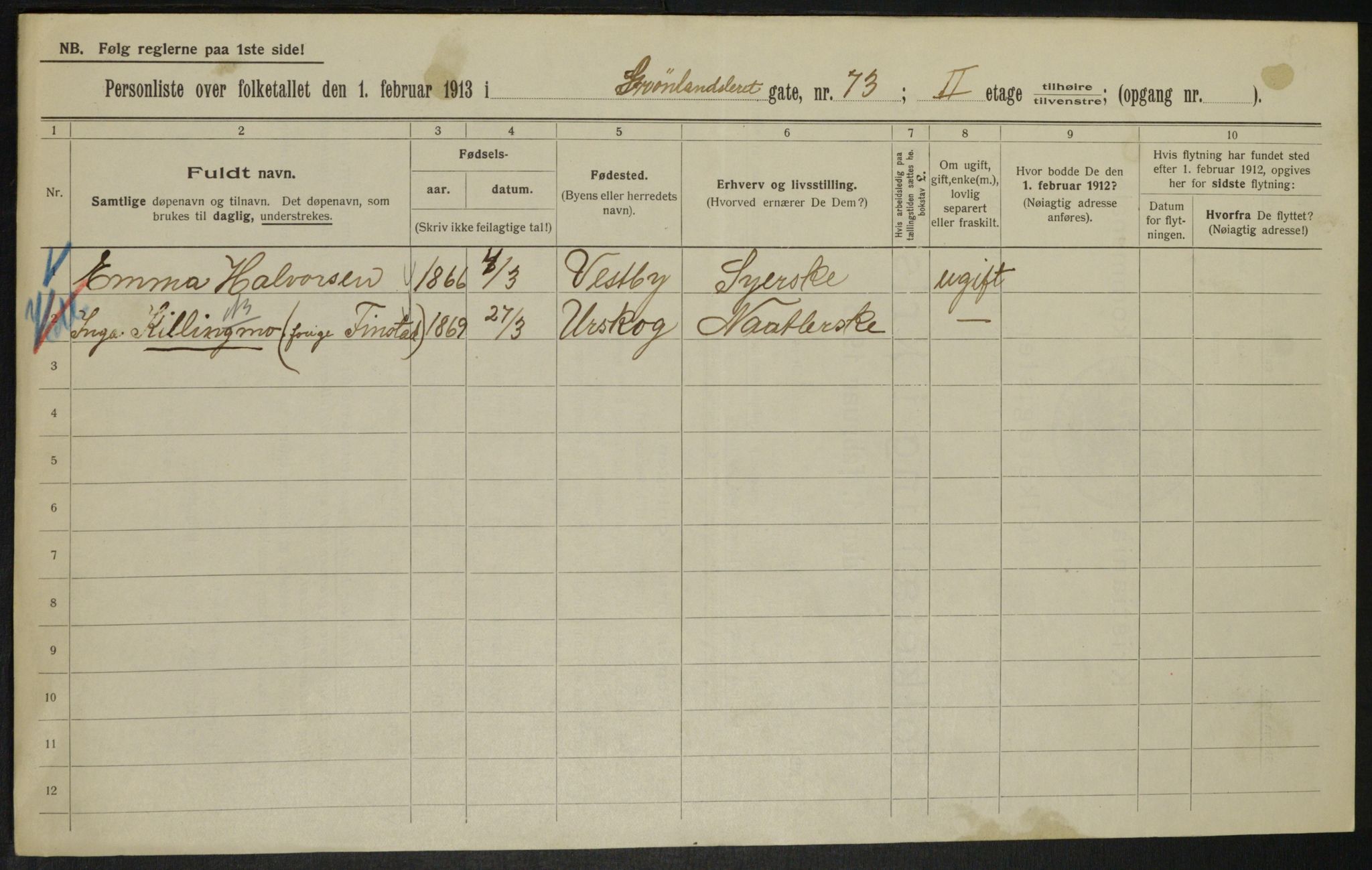 OBA, Municipal Census 1913 for Kristiania, 1913, p. 32322