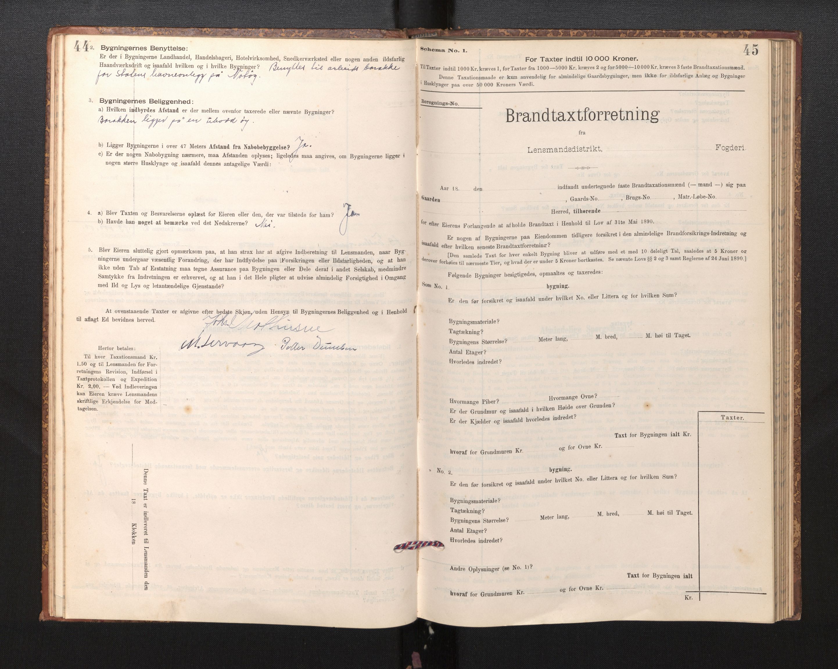 Lensmannen i Solund, SAB/A-30001/0012/L0002: Branntakstprotokoll, skjematakst, 1896-1939, p. 44-45