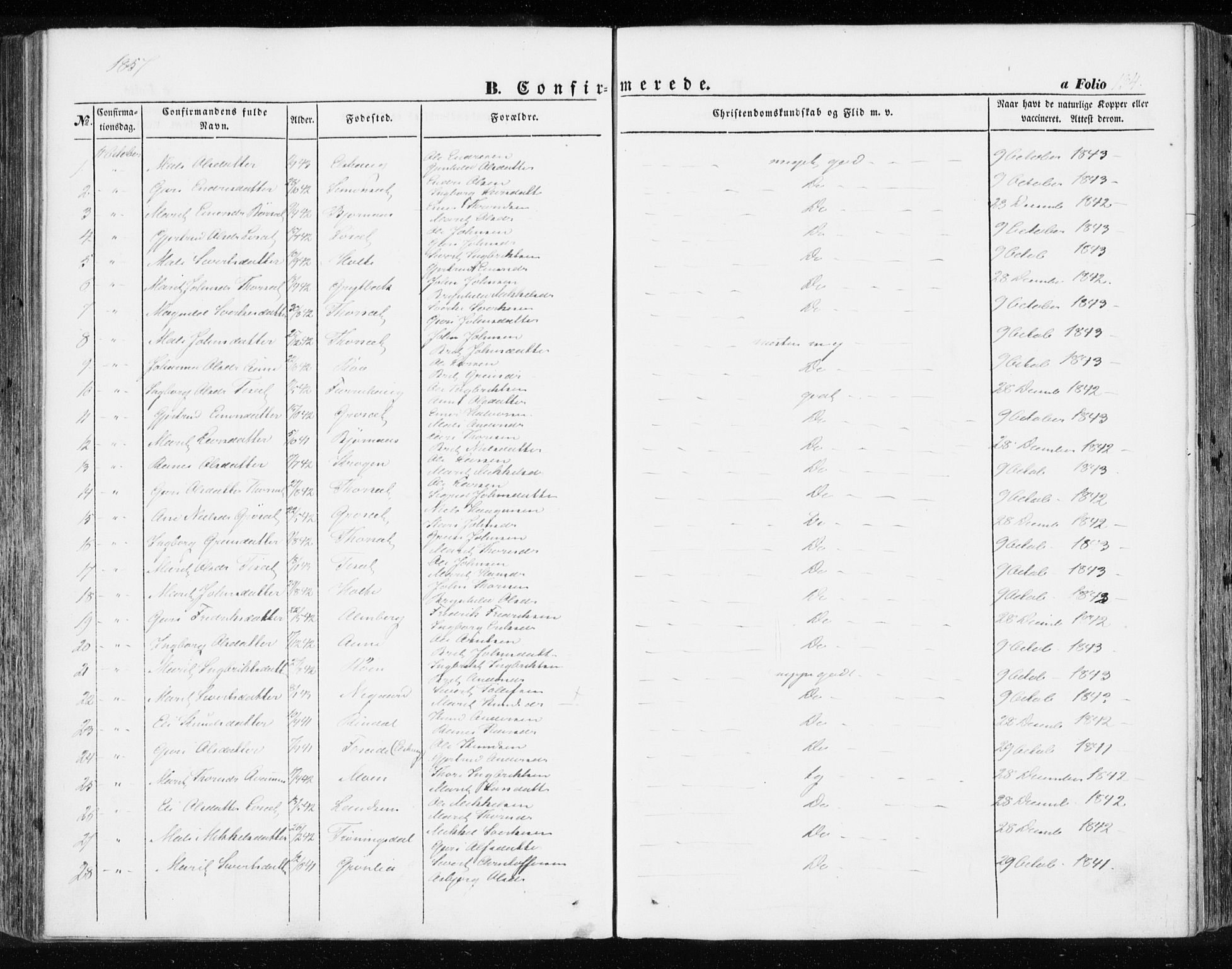 Ministerialprotokoller, klokkerbøker og fødselsregistre - Møre og Romsdal, AV/SAT-A-1454/595/L1044: Parish register (official) no. 595A06, 1852-1863, p. 134