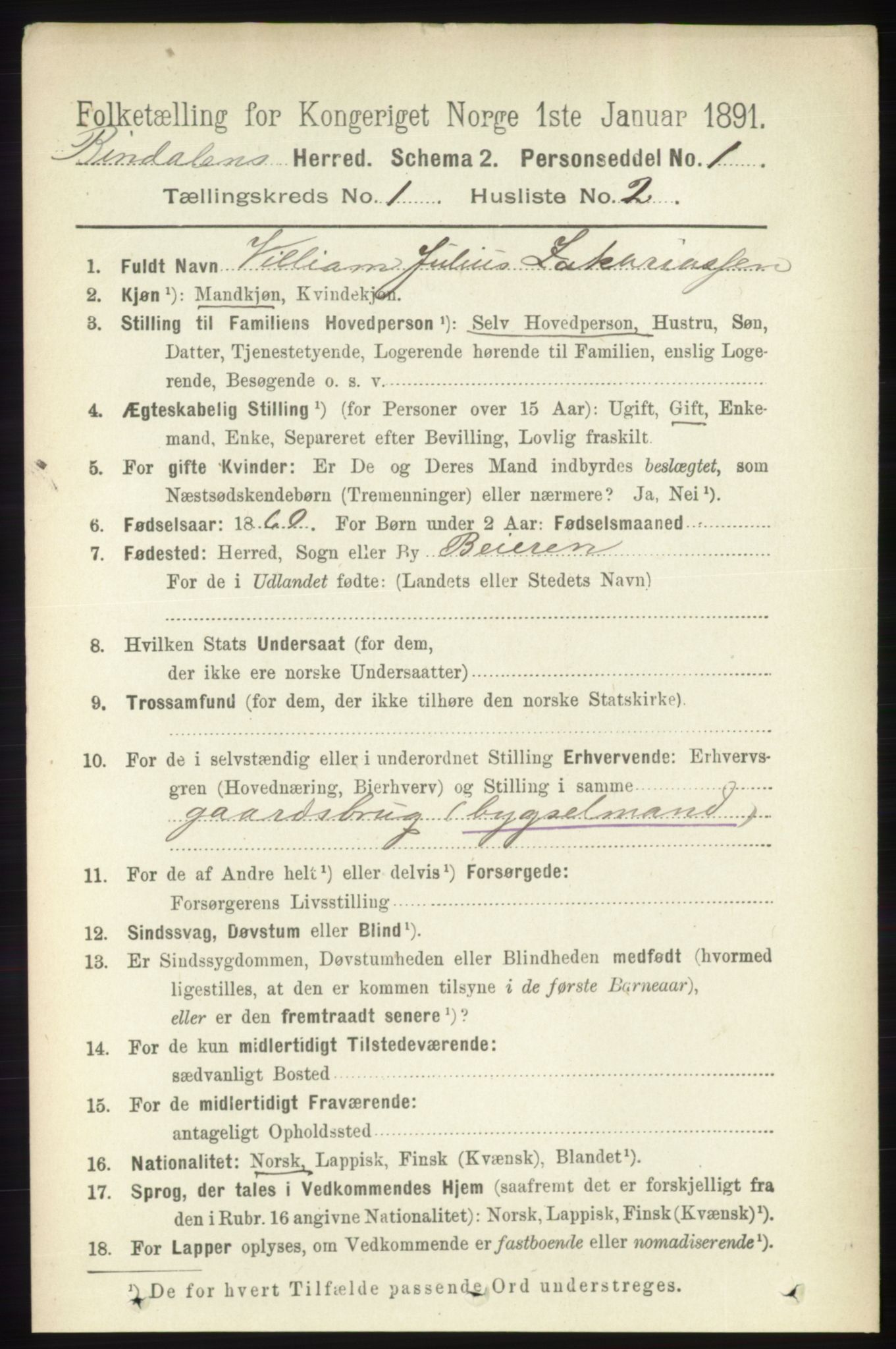 RA, 1891 census for 1811 Bindal, 1891, p. 64