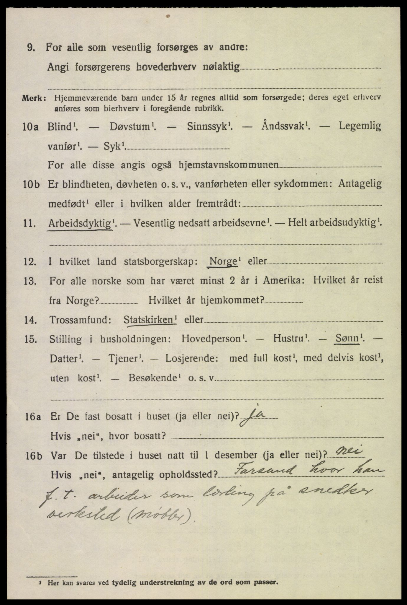 SAK, 1920 census for Hægebostad, 1920, p. 850