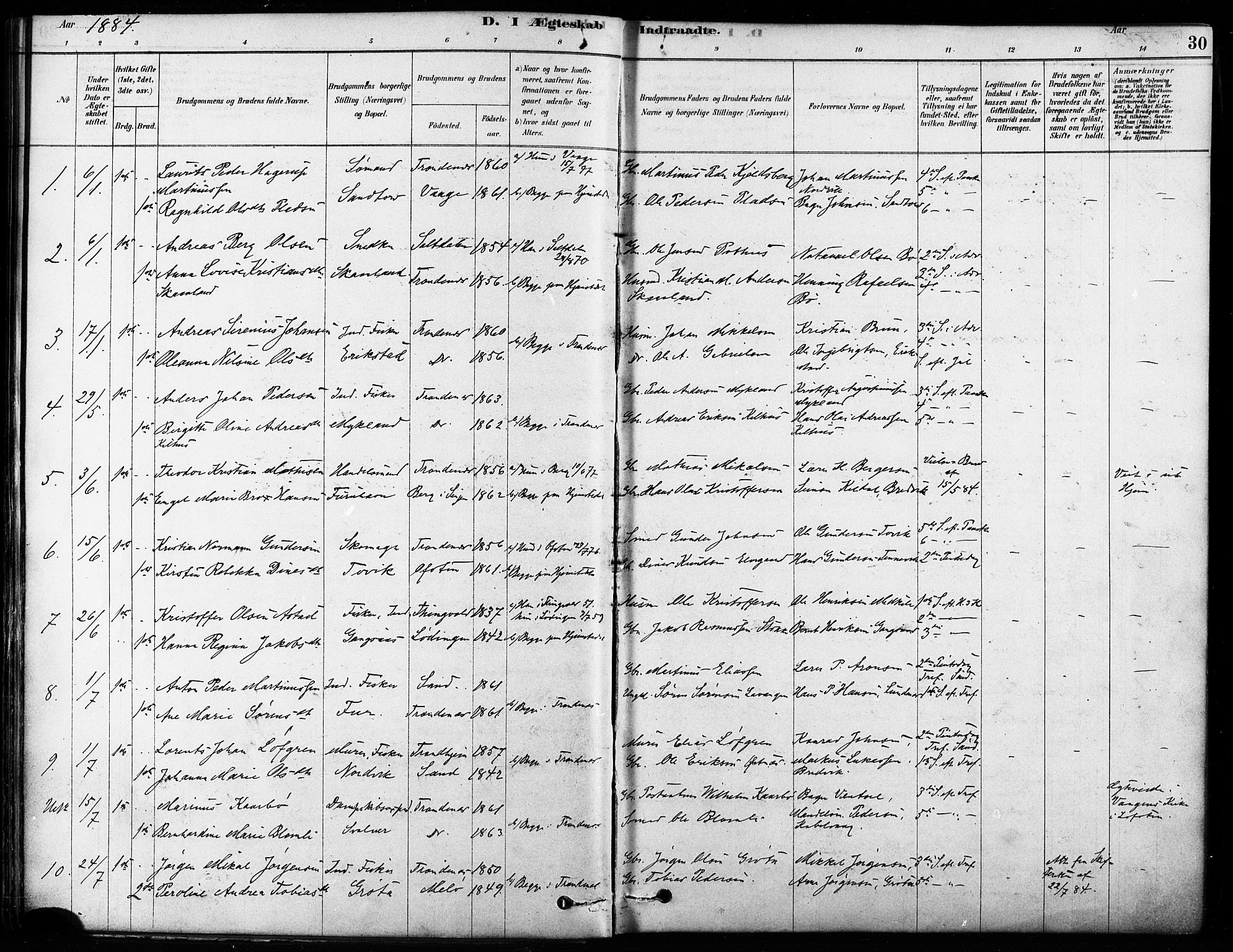 Trondenes sokneprestkontor, SATØ/S-1319/H/Ha/L0015kirke: Parish register (official) no. 15, 1878-1889, p. 30