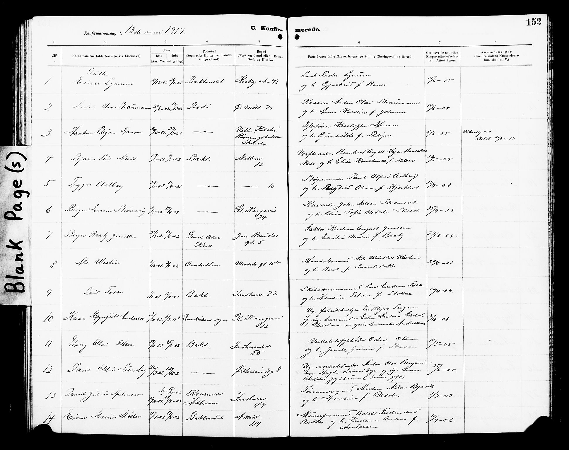 Ministerialprotokoller, klokkerbøker og fødselsregistre - Sør-Trøndelag, SAT/A-1456/605/L0256: Parish register (copy) no. 605C03, 1916-1920, p. 152