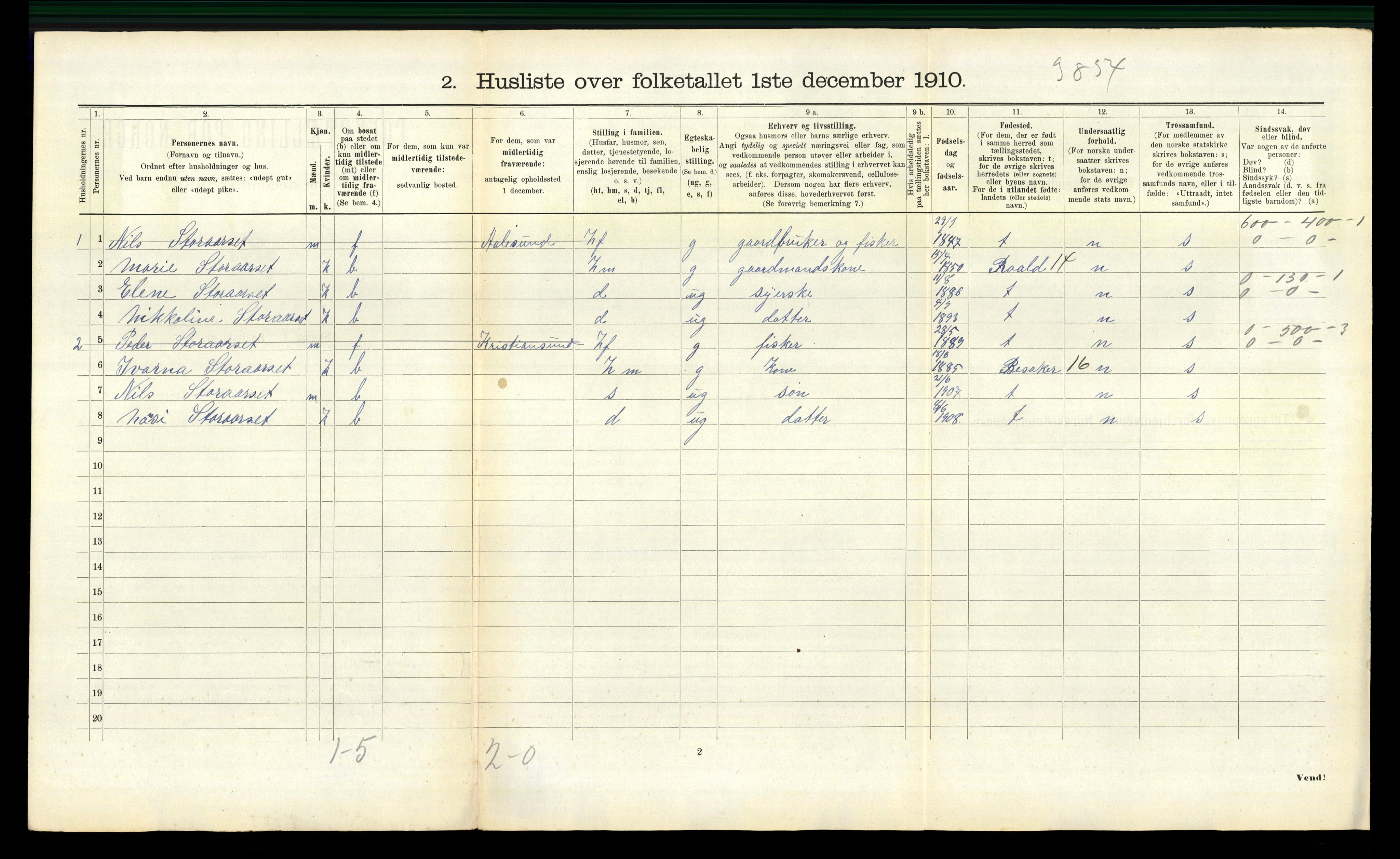 RA, 1910 census for Borgund, 1910, p. 1762