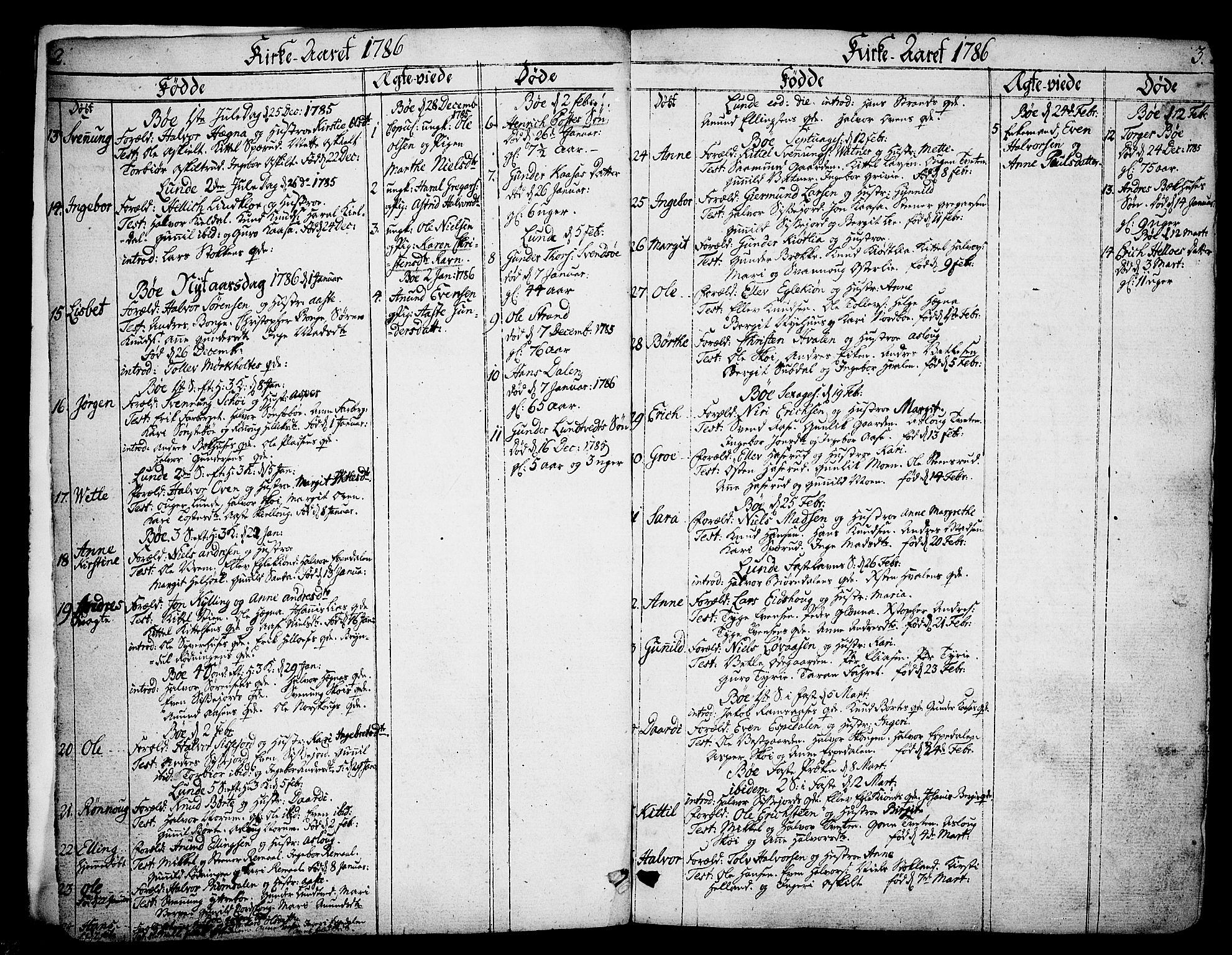 Bø kirkebøker, SAKO/A-257/F/Fa/L0005: Parish register (official) no. 5, 1785-1815, p. 2-3