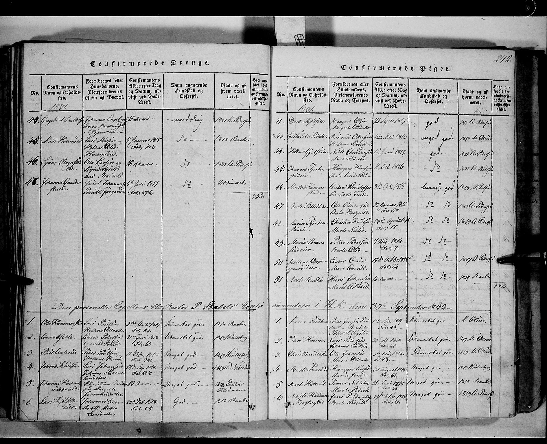Østre Toten prestekontor, SAH/PREST-104/H/Ha/Haa/L0001: Parish register (official) no. 1, 1828-1839, p. 242