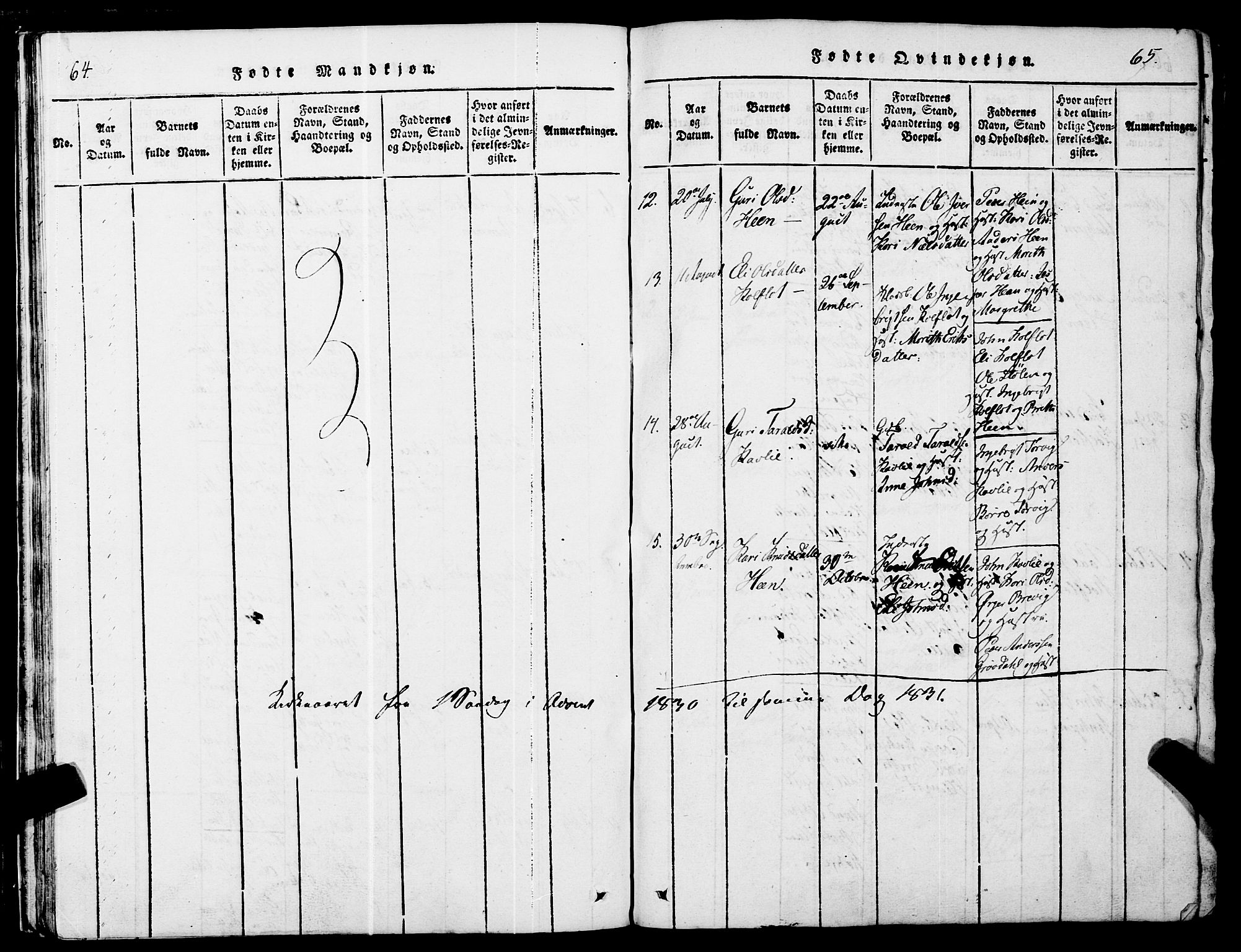 Ministerialprotokoller, klokkerbøker og fødselsregistre - Møre og Romsdal, AV/SAT-A-1454/545/L0585: Parish register (official) no. 545A01, 1818-1853, p. 64-65