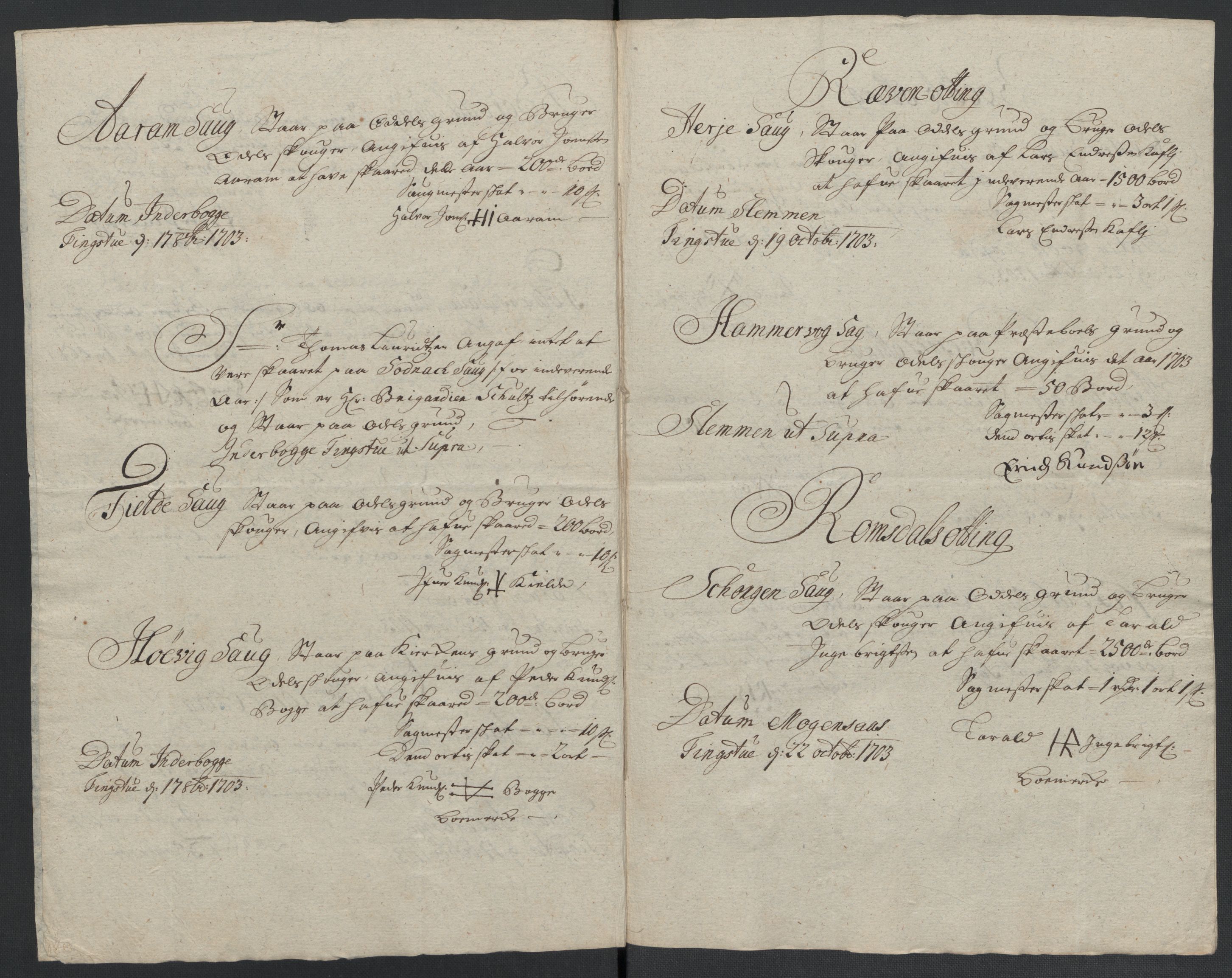 Rentekammeret inntil 1814, Reviderte regnskaper, Fogderegnskap, RA/EA-4092/R55/L3656: Fogderegnskap Romsdal, 1703-1705, p. 77