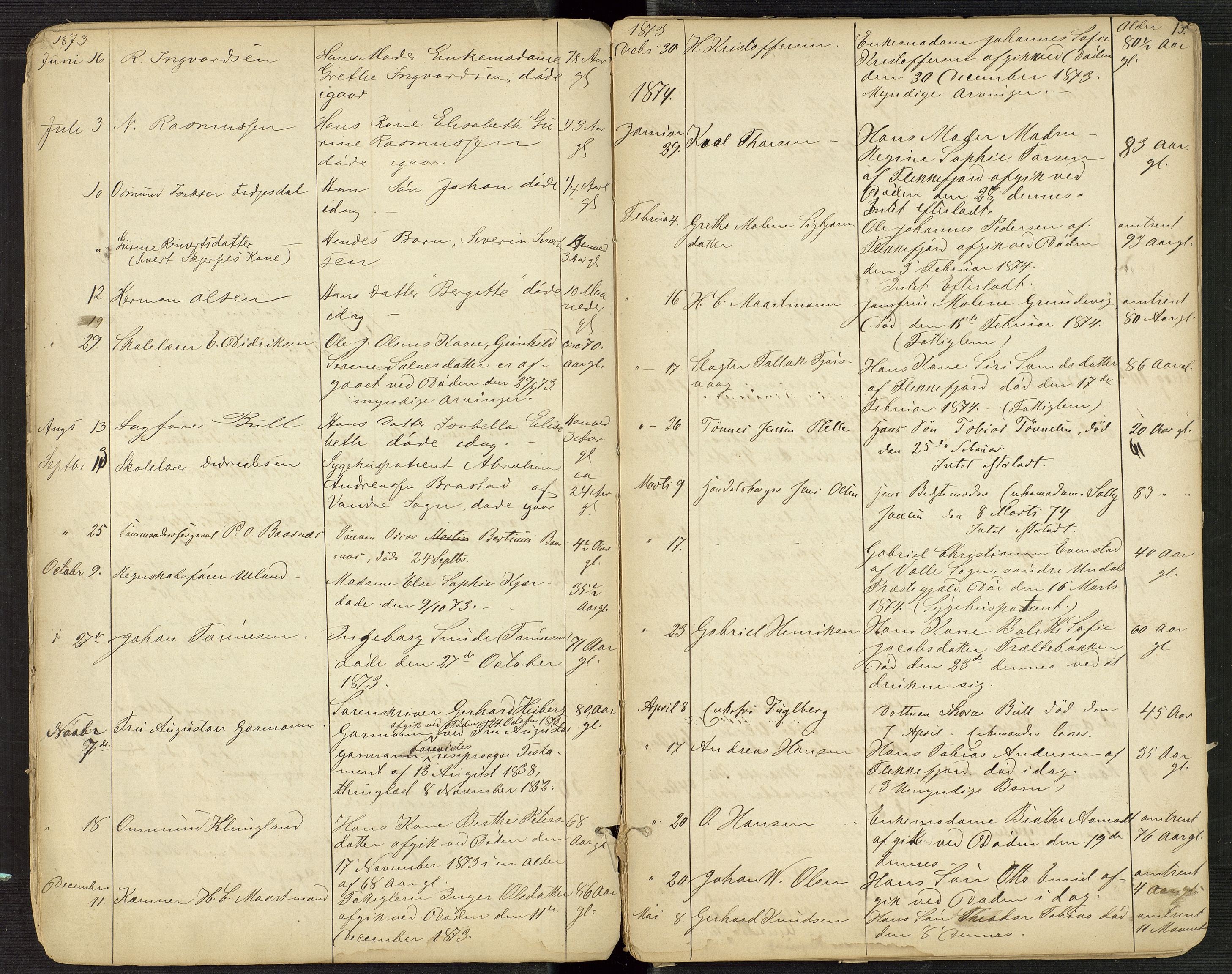 Flekkefjord byfogd, AV/SAK-1222-0002/H/Ha/L0001: Dødsfallsfortegnelse, defekt, nr 1, 1864-1907, p. 13