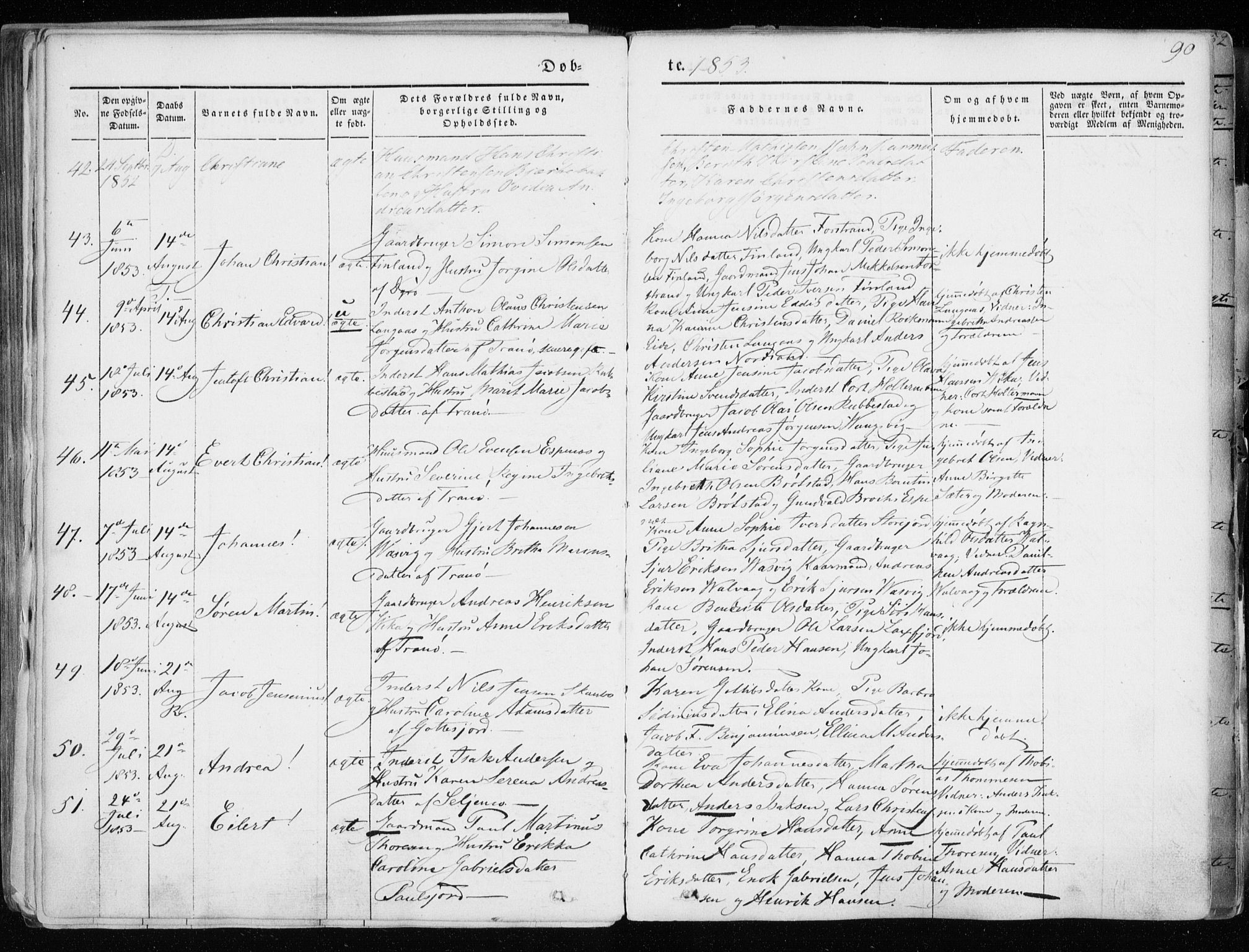 Tranøy sokneprestkontor, SATØ/S-1313/I/Ia/Iaa/L0006kirke: Parish register (official) no. 6, 1844-1855, p. 90