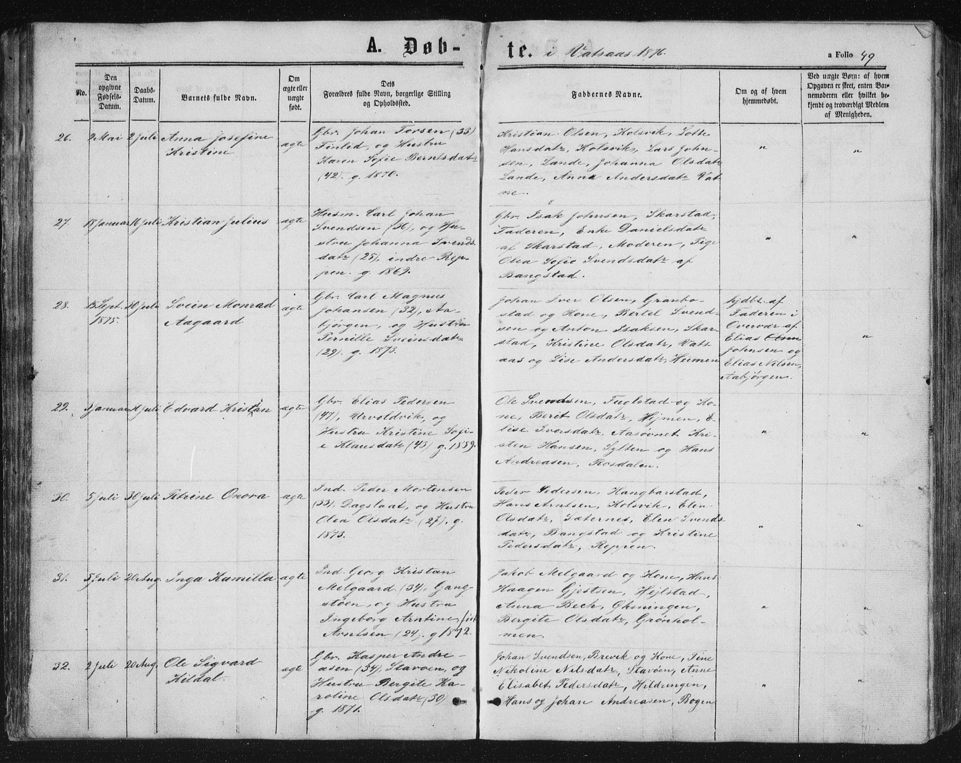 Ministerialprotokoller, klokkerbøker og fødselsregistre - Nordland, AV/SAT-A-1459/810/L0158: Parish register (copy) no. 810C02 /1, 1863-1883, p. 49