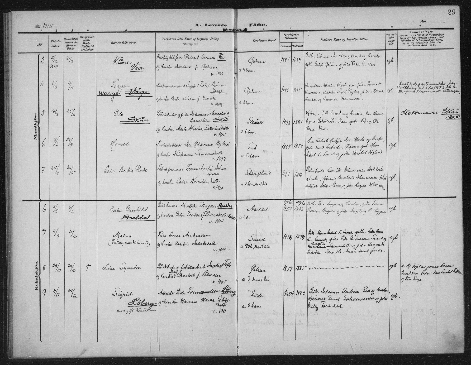 Kopervik sokneprestkontor, AV/SAST-A-101850/H/Ha/Haa/L0003: Parish register (official) no. A 3, 1906-1924, p. 29