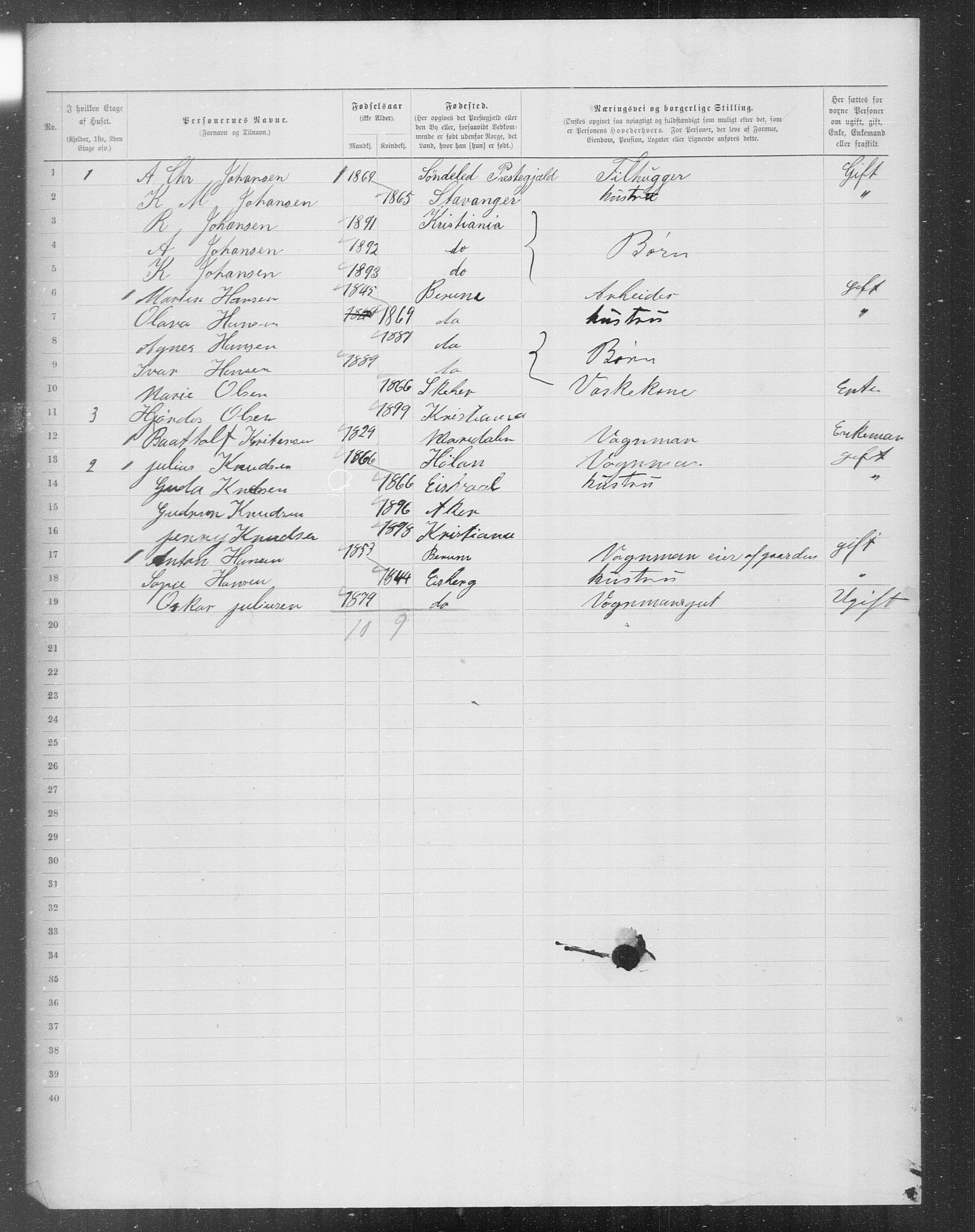 OBA, Municipal Census 1899 for Kristiania, 1899, p. 7387