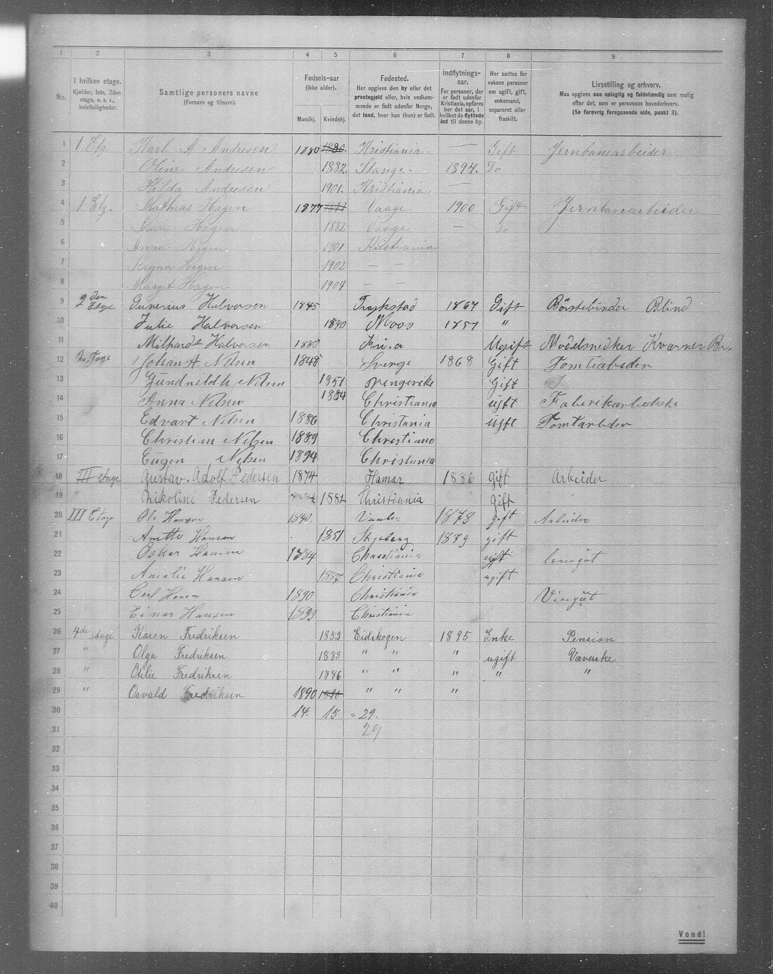 OBA, Municipal Census 1904 for Kristiania, 1904, p. 8647