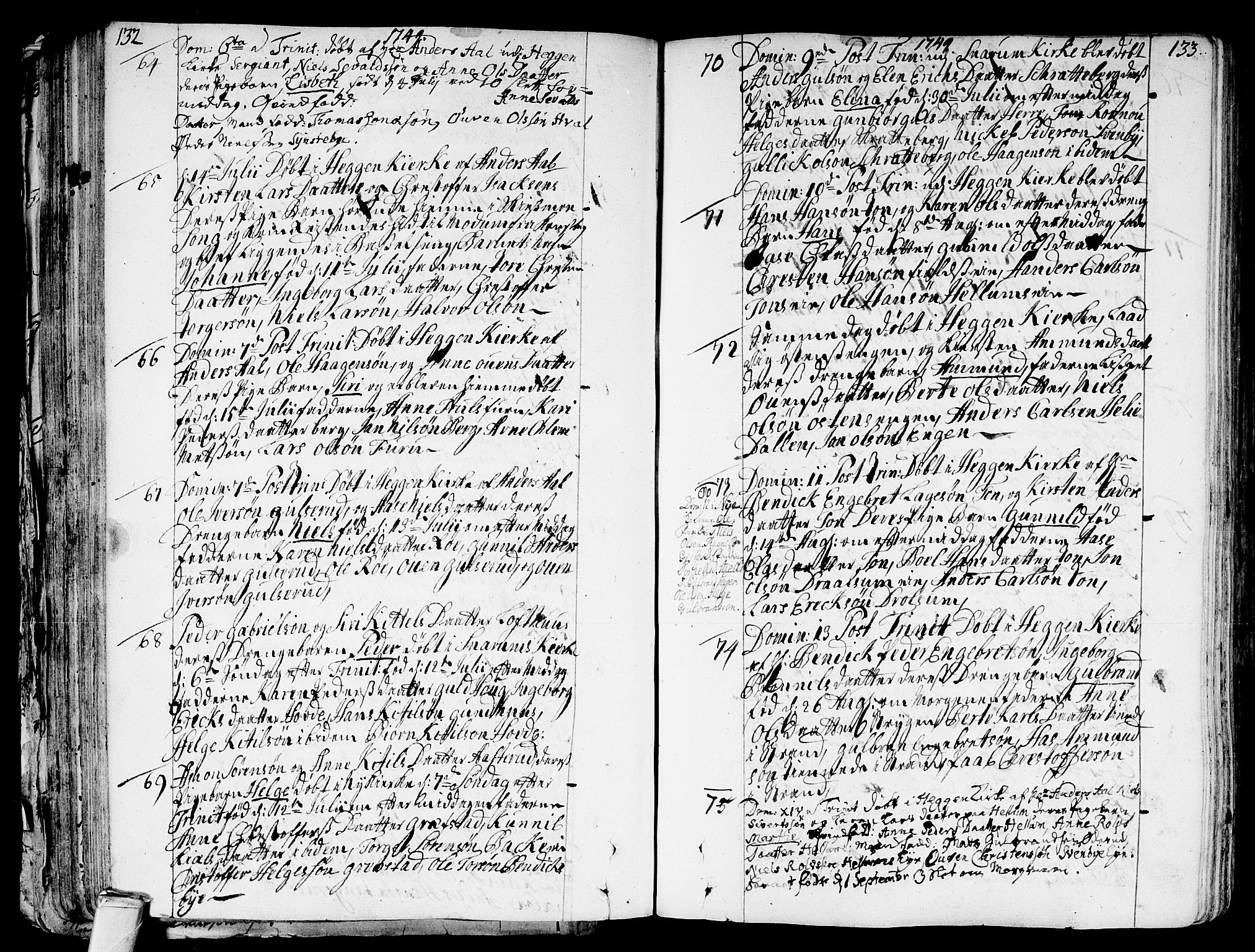 Modum kirkebøker, AV/SAKO-A-234/F/Fa/L0002: Parish register (official) no. 2, 1741-1782, p. 132-133